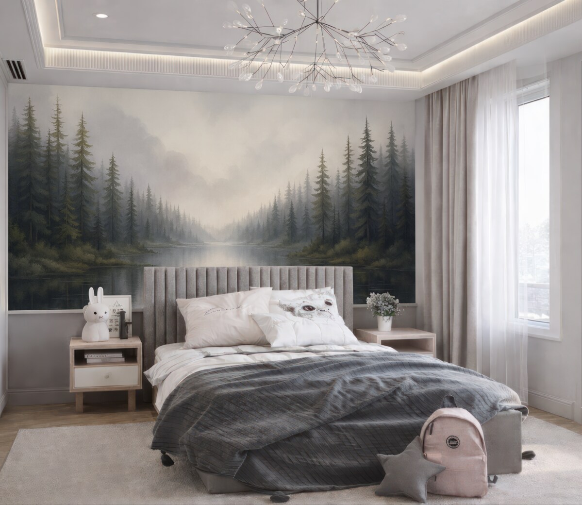 Fototapeta Akwarelowy krajobraz z łodzią na wodzie.