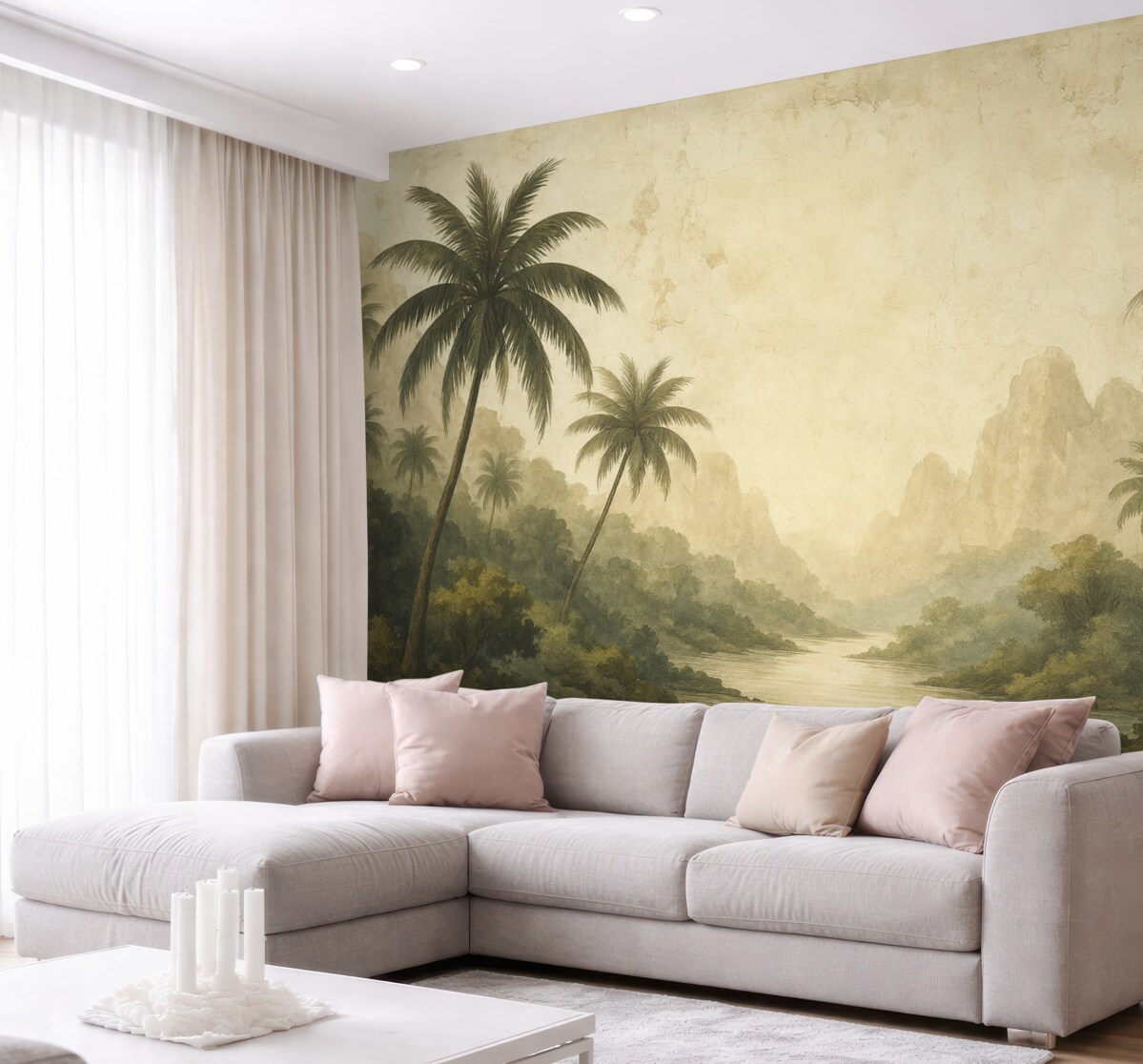 Fototapeta Palmy na starym murze w stylu grunge.