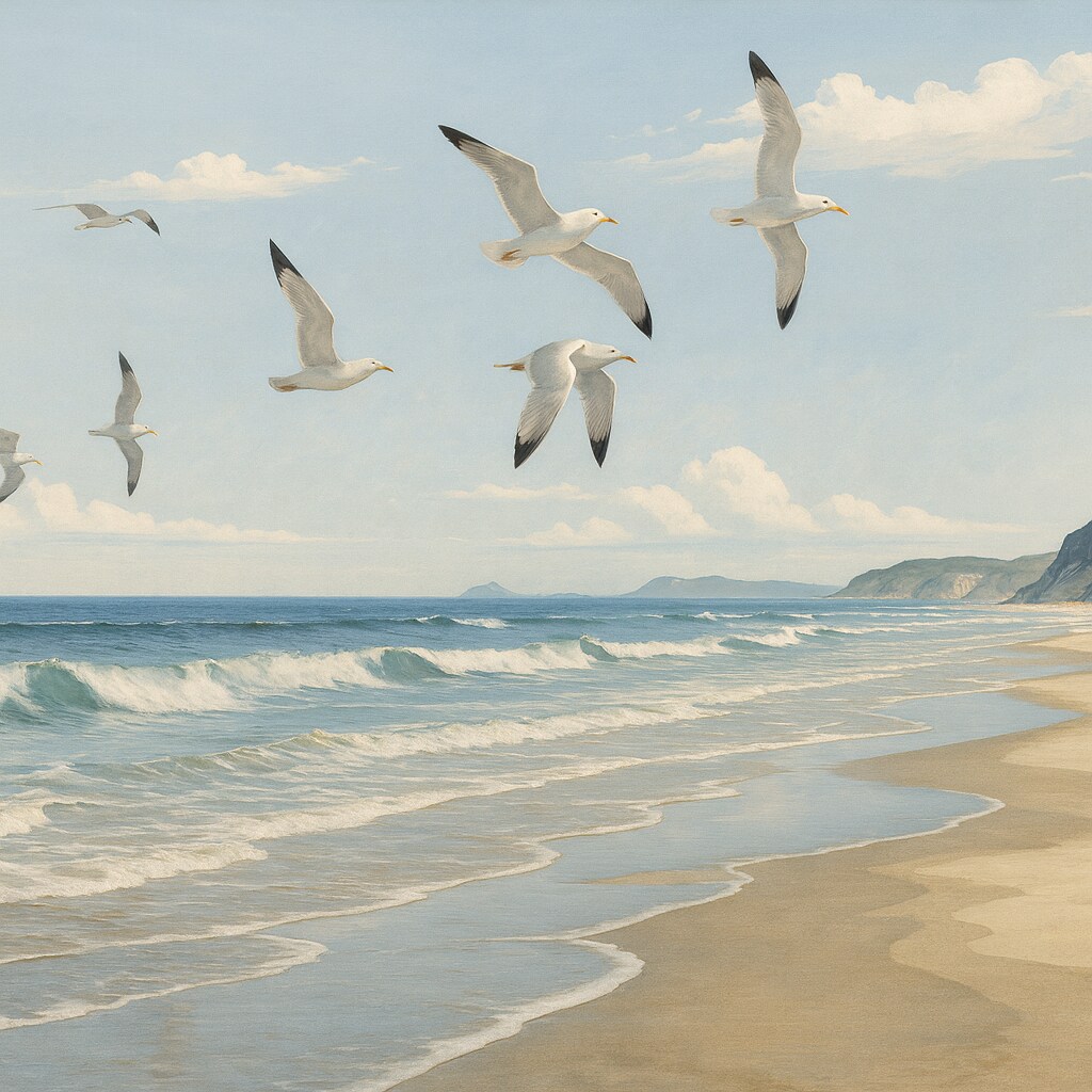 Fototapeta Widok morski namalowany farbą olejną.