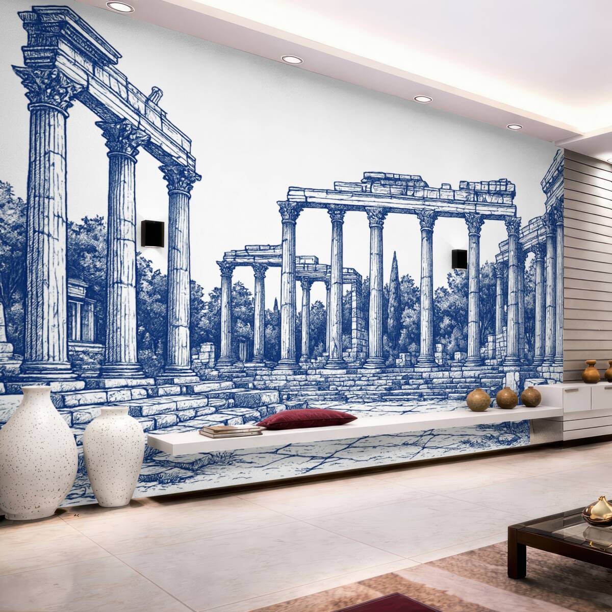 Fototapeta Ręcznie narysowane zniszczone miasto.