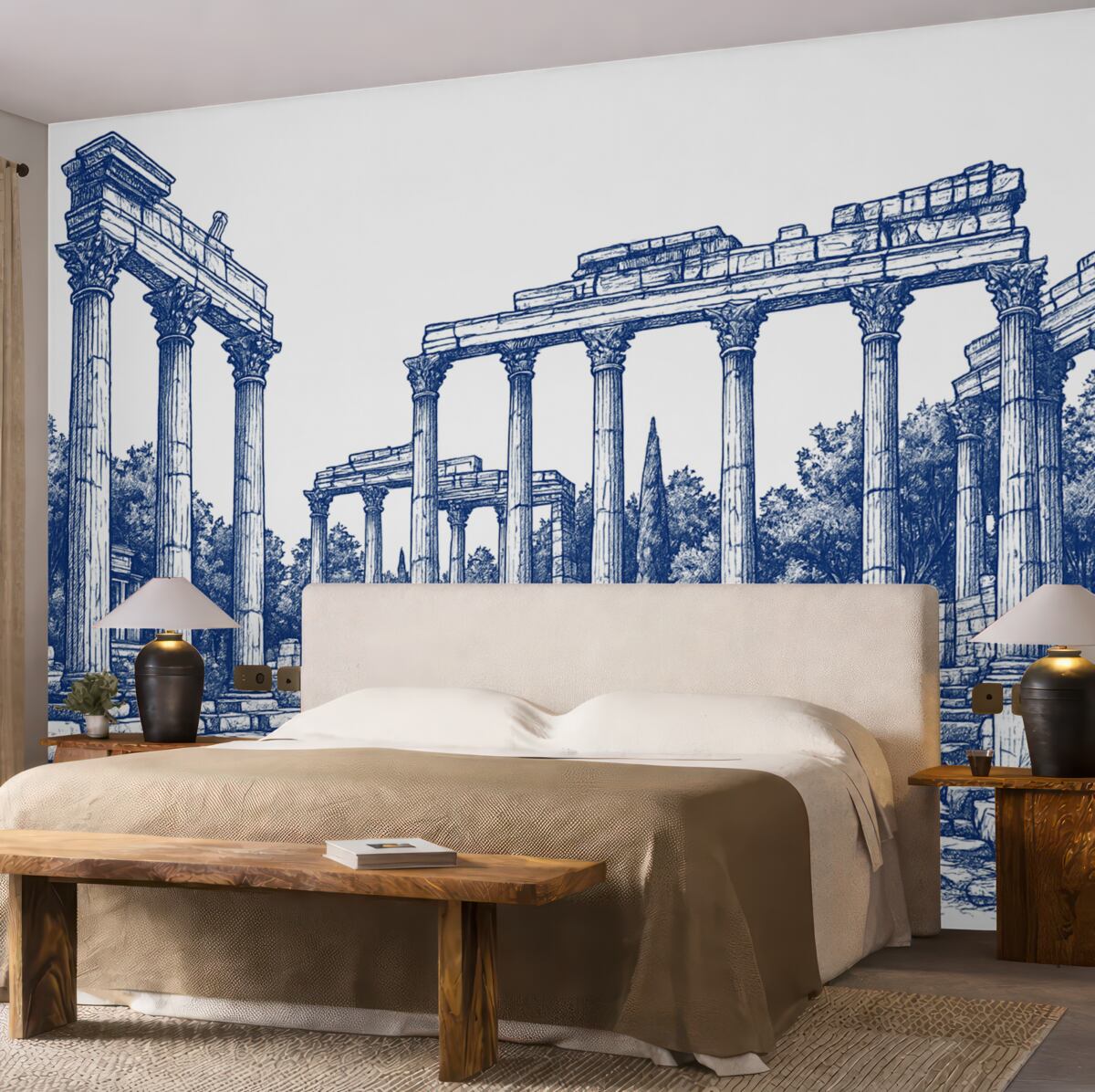 Fototapeta Ręcznie narysowane zniszczone miasto.