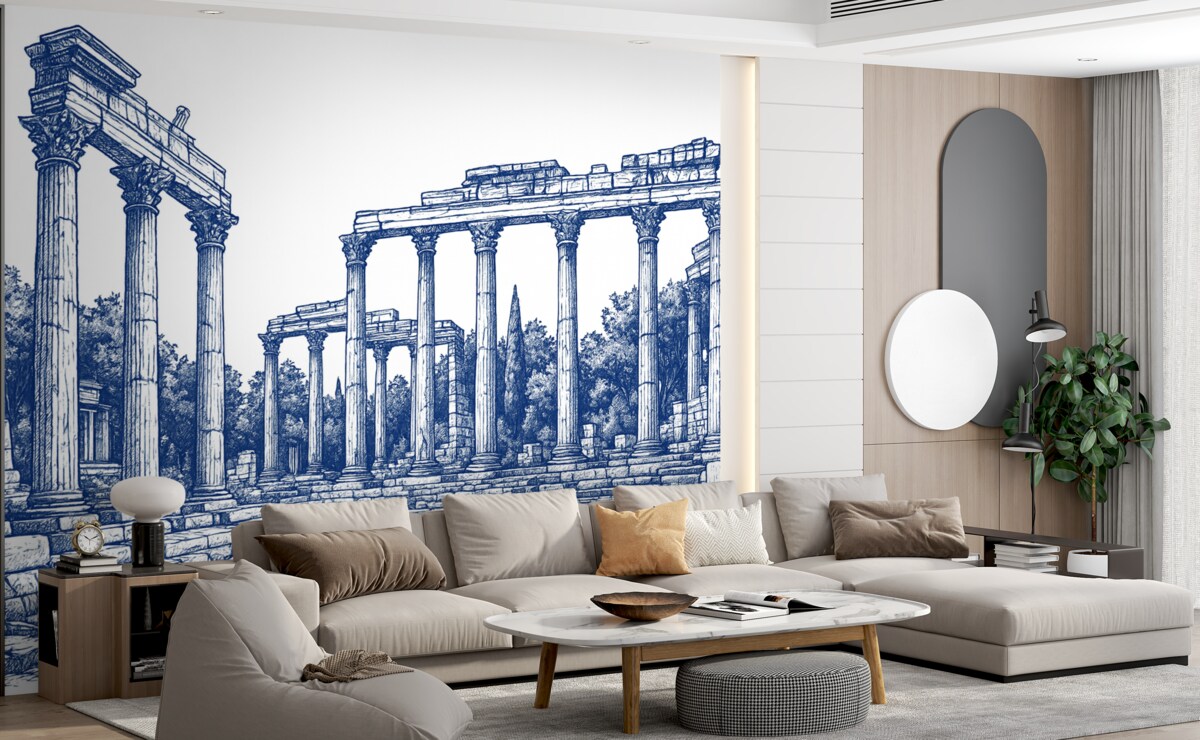 Fototapeta Ręcznie narysowane zniszczone miasto.