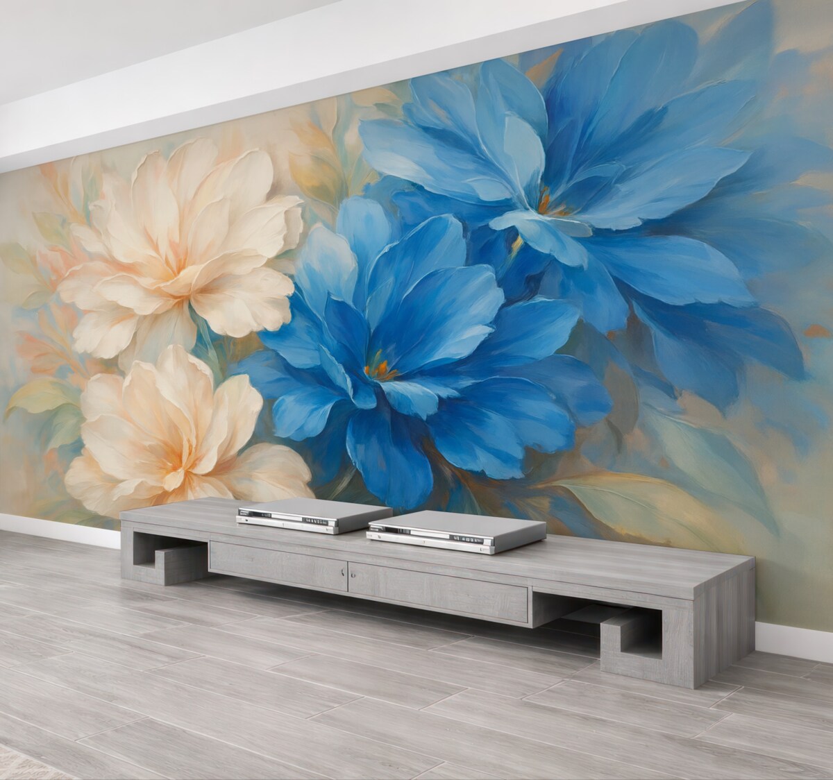 Fototapeta Abstrakcyjne kwiaty naśladujące ruchy pędzla.