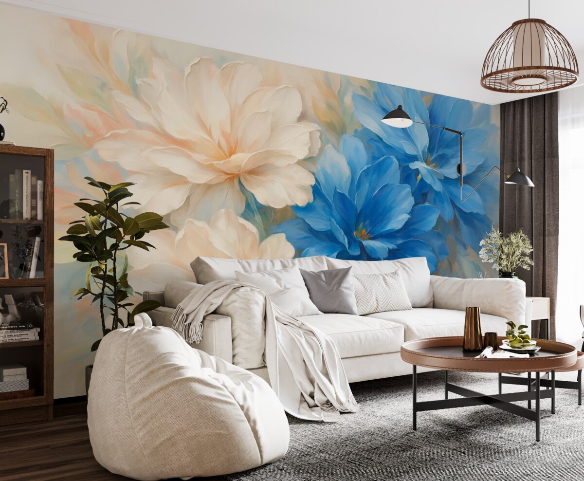 Fototapeta Abstrakcyjne kwiaty naśladujące ruchy pędzla.