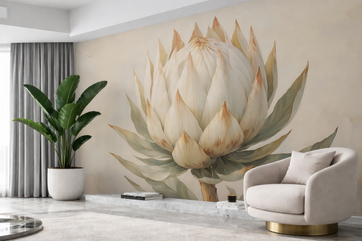 Fototapeta Grafika odwzorowująca kwiat karczocha.