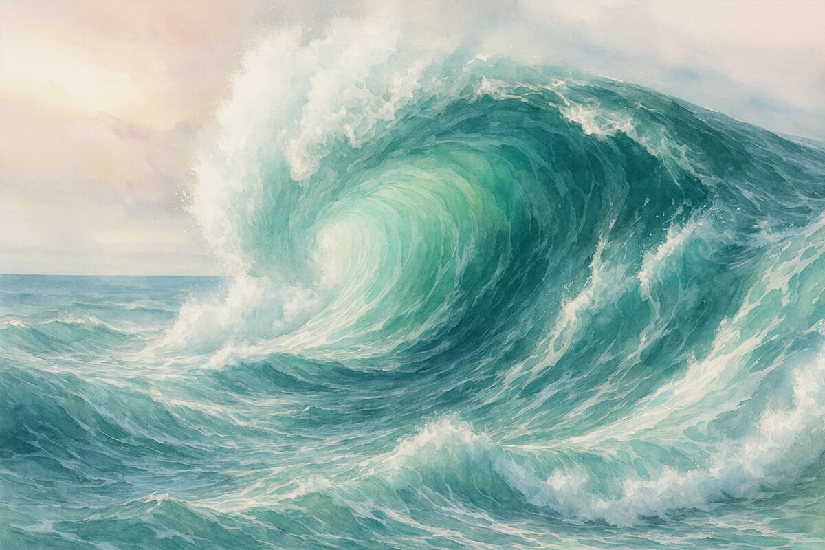 Fototapeta Akwarela naśladująca morskie fale.