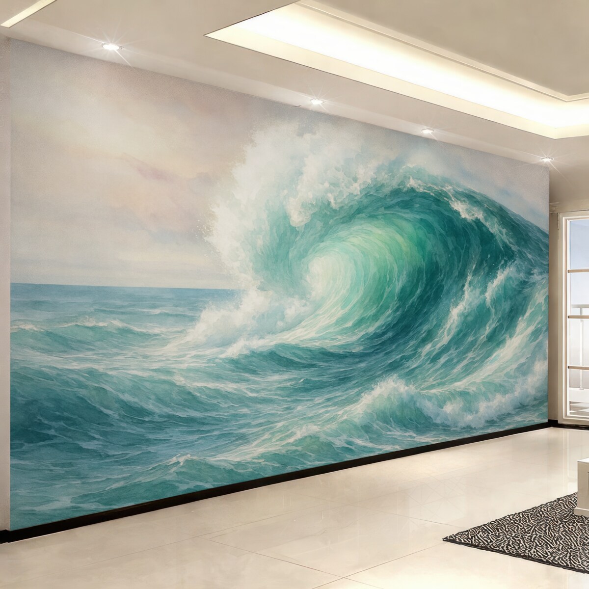 Fototapeta Akwarela naśladująca morskie fale.