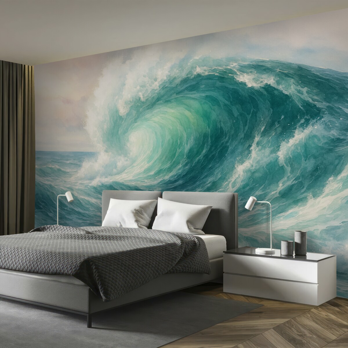 Fototapeta Akwarela naśladująca morskie fale.