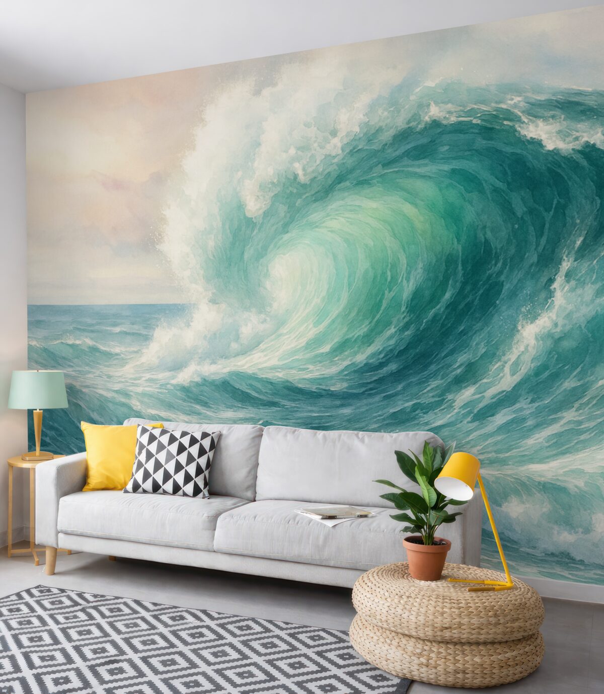 Fototapeta Akwarela naśladująca morskie fale.