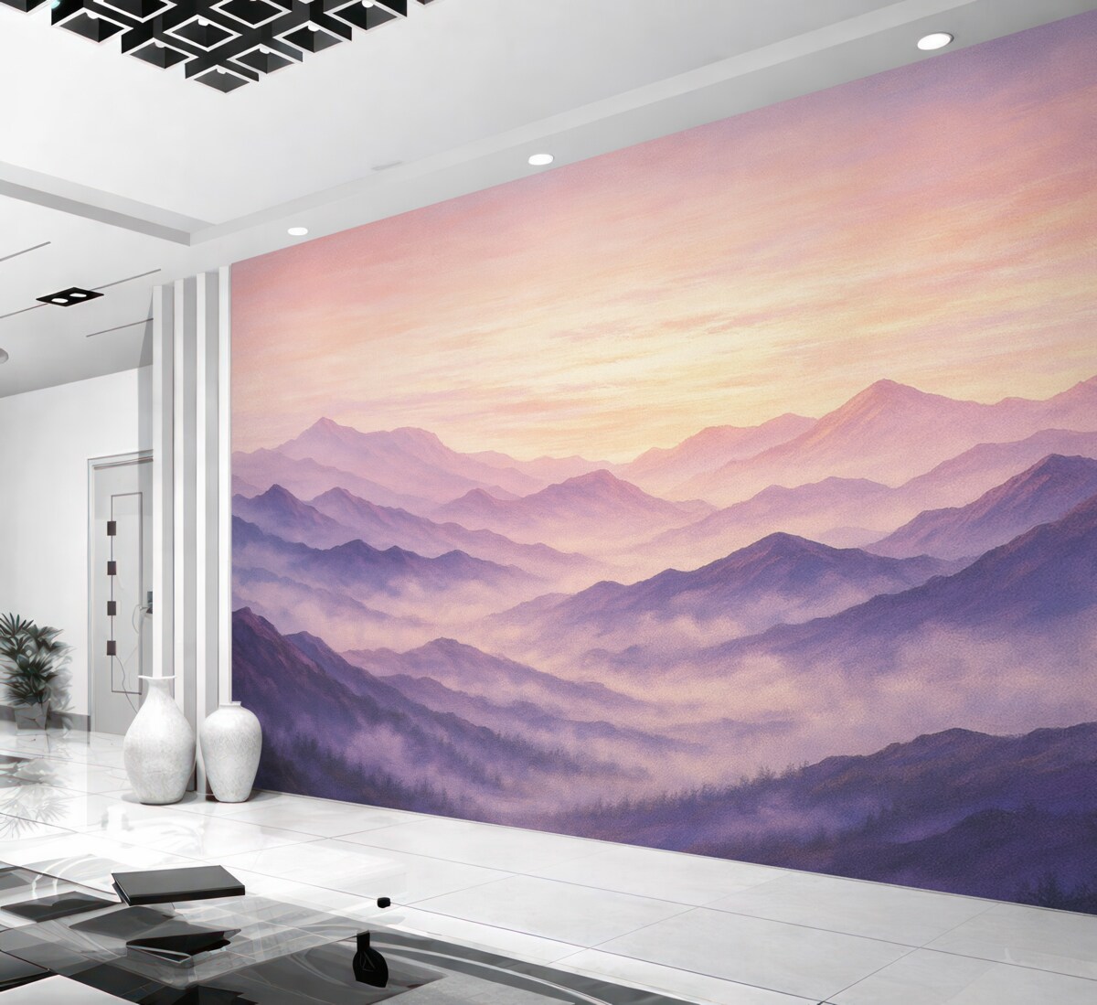 Fototapeta Zamglone kształty gór.