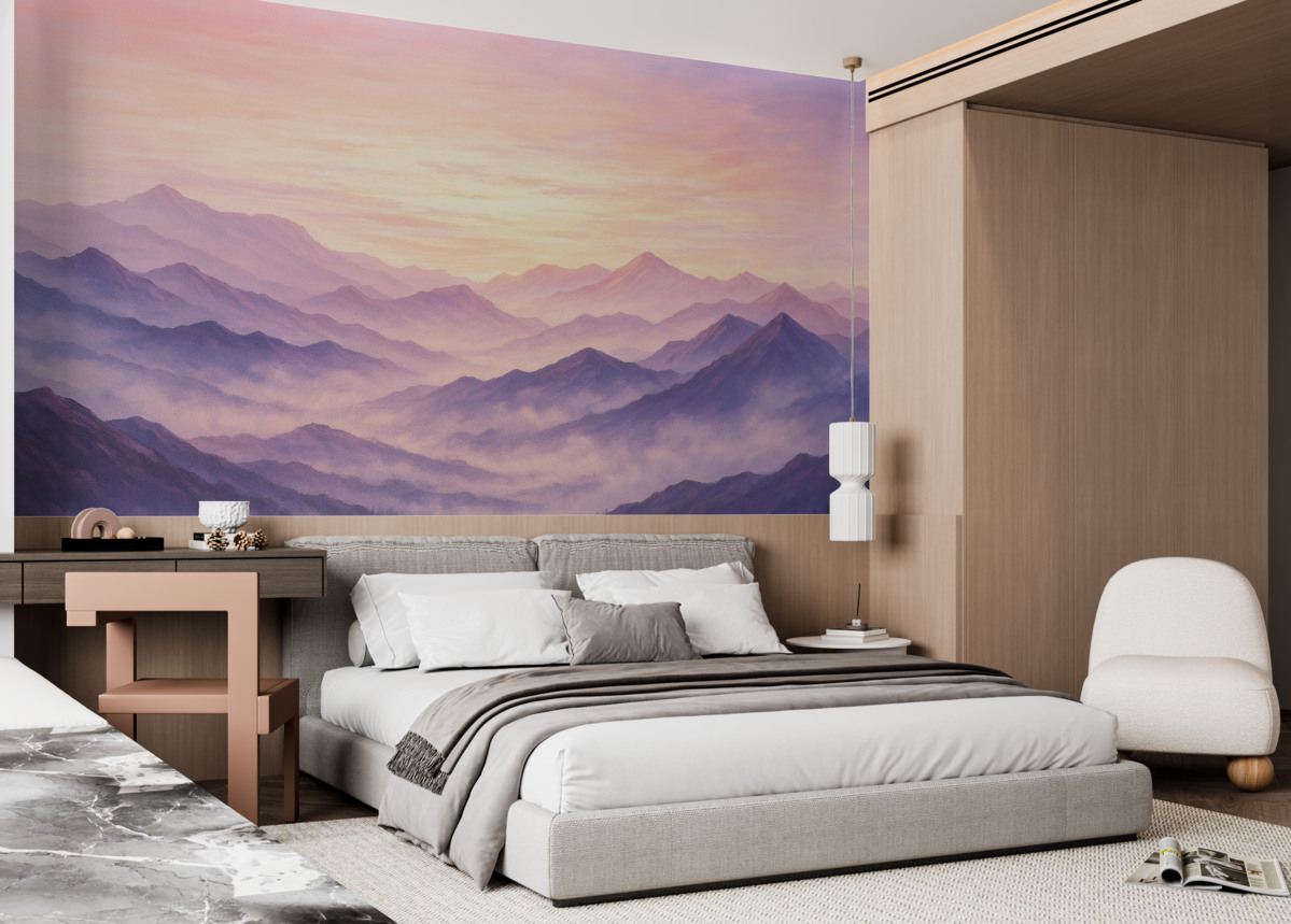 Fototapeta Zamglone kształty gór.