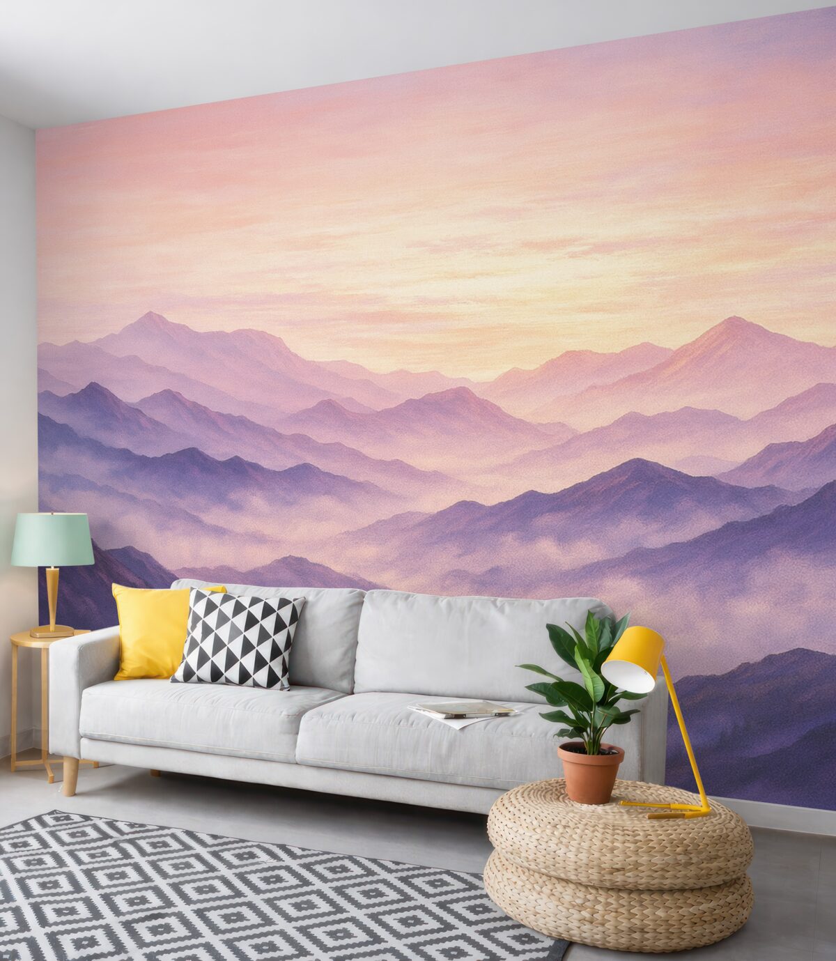 Fototapeta Zamglone kształty gór.