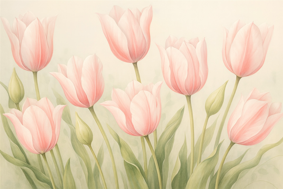 Fototapeta Subtelne różowe tulipany.