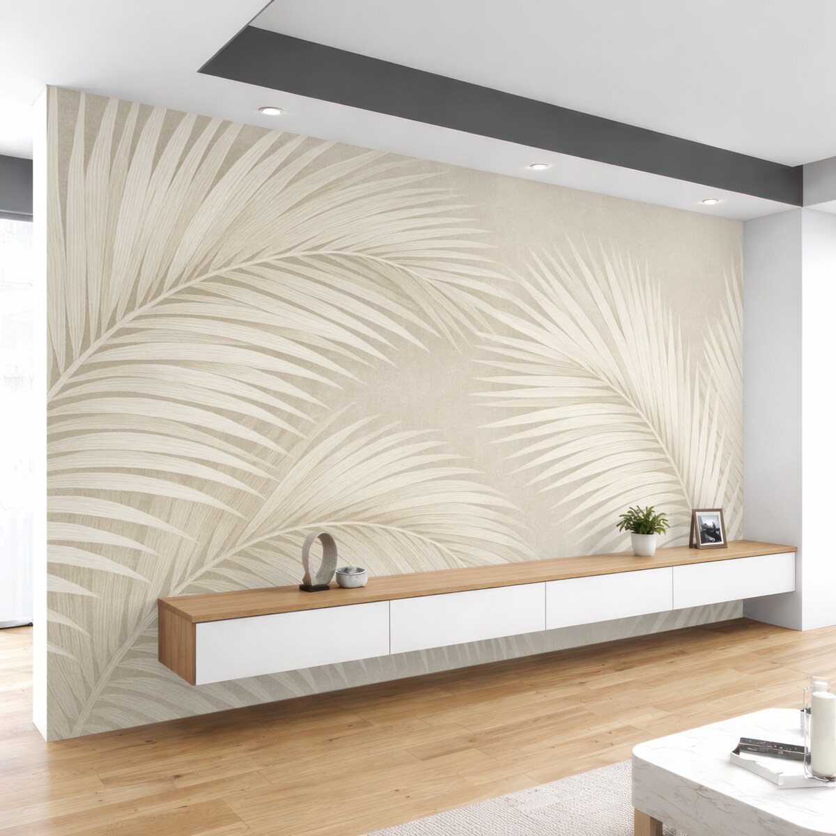 Fototapeta Białe liście drzewa palmowego.