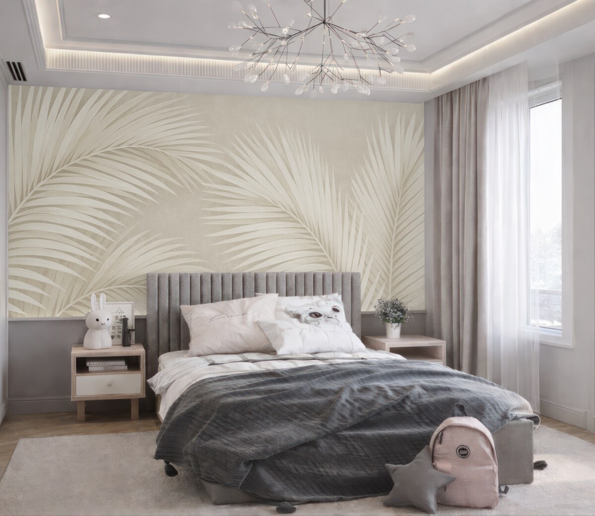 Fototapeta Białe liście drzewa palmowego.