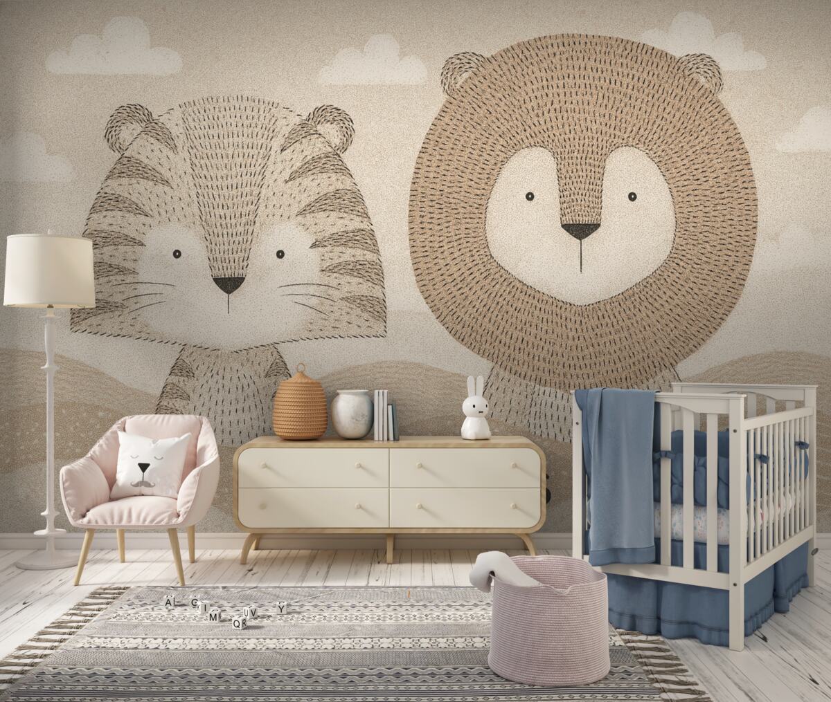 Fototapeta Tygrys z królem zwierząt.