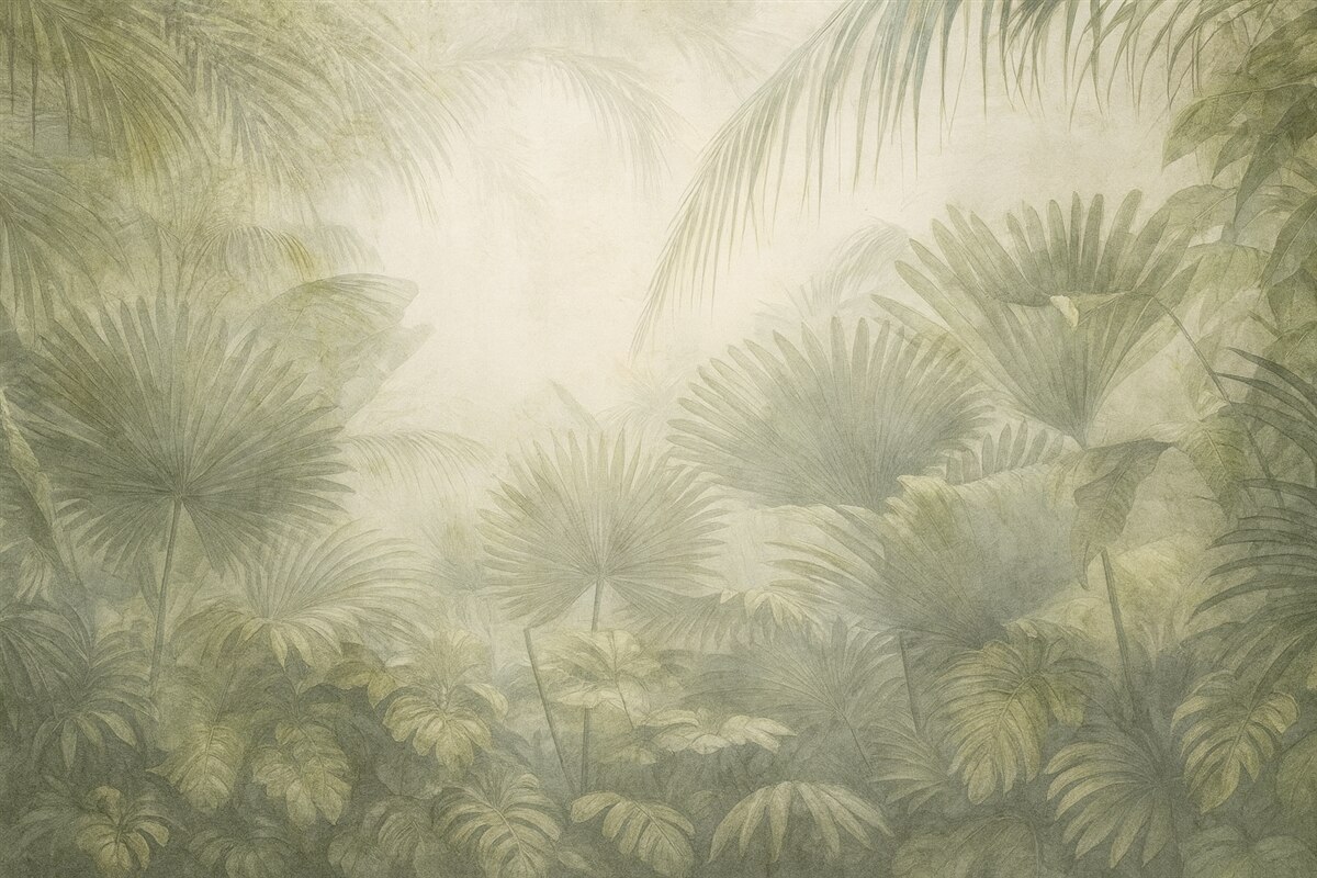 Fototapeta Teksturowana retro tapeta tropikalna w odcieniach brązu.