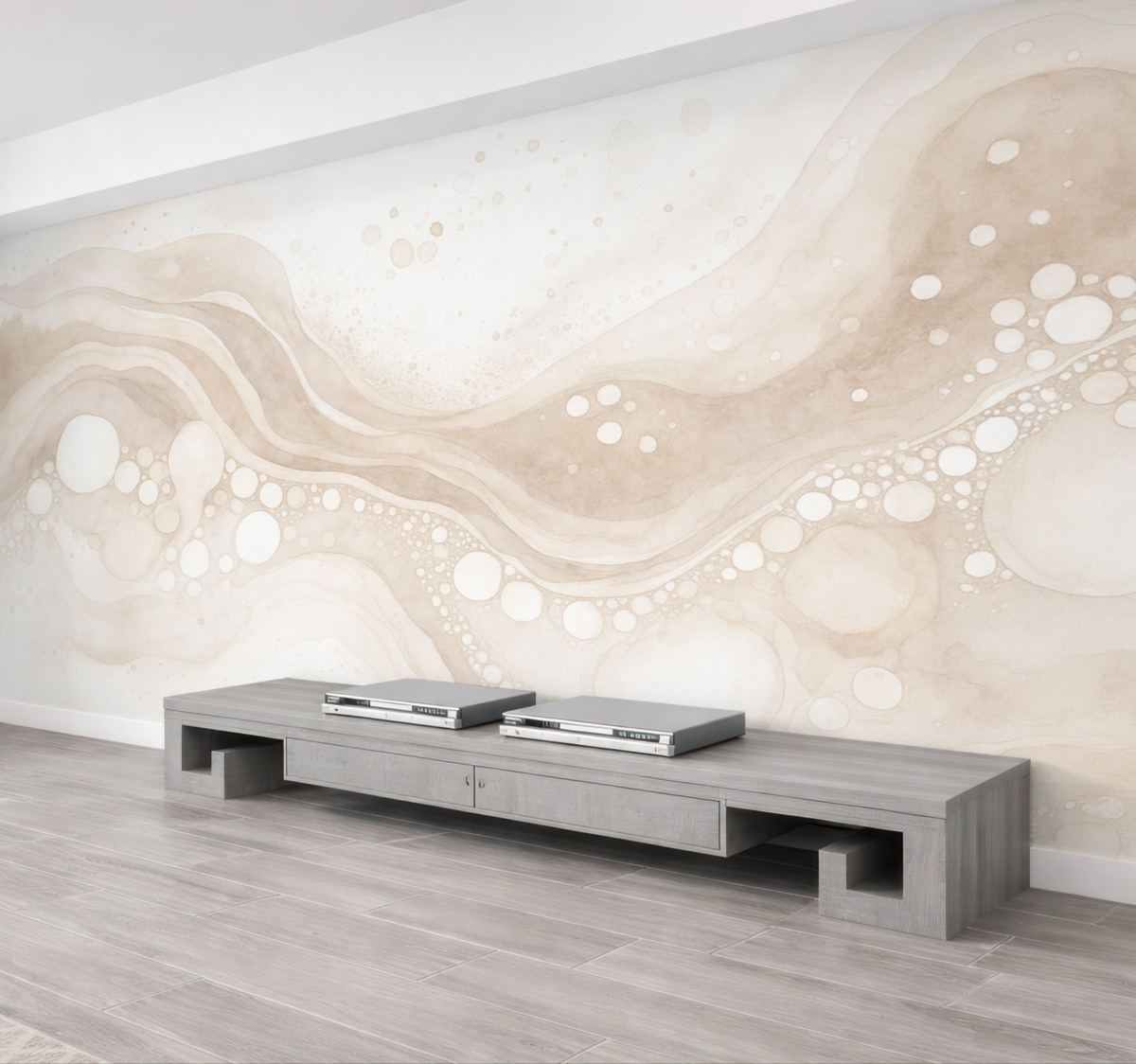 Fototapeta Abstrakcyjny obraz w stylu aquareli, płynna forma, odcień beżowy.