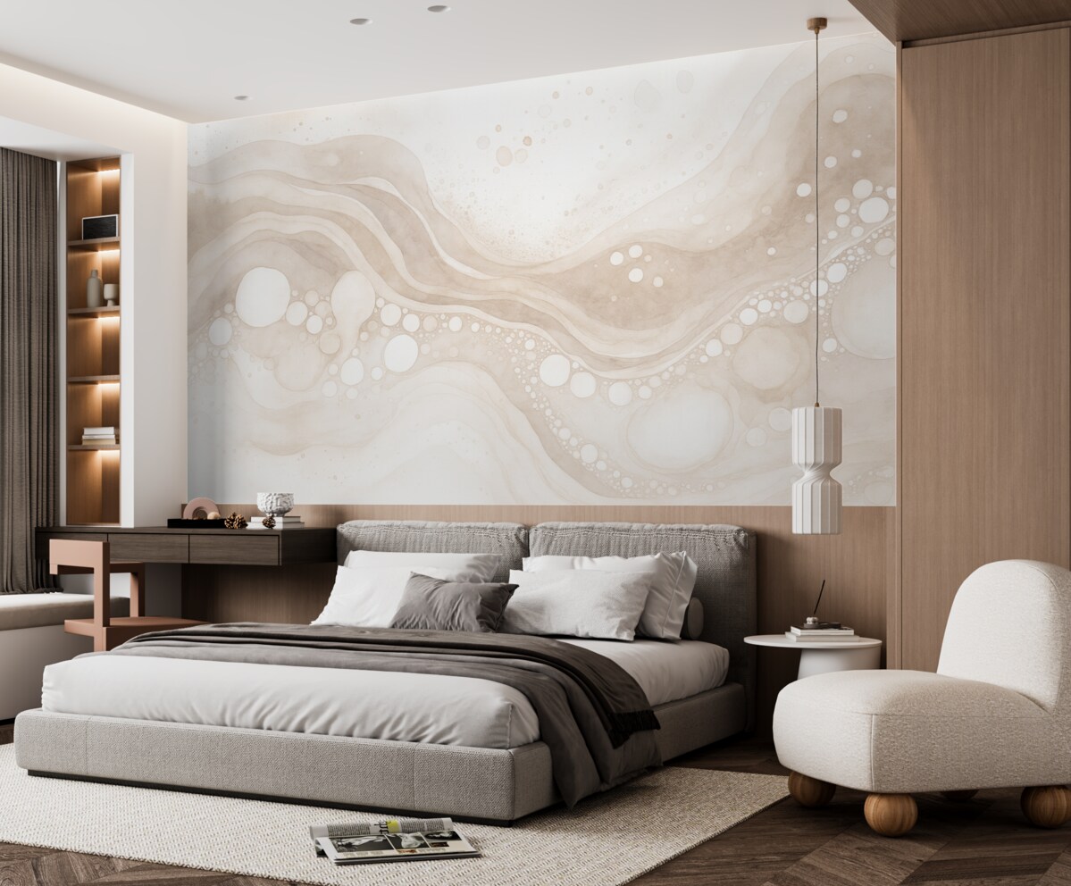 Fototapeta Abstrakcyjny obraz w stylu aquareli, płynna forma, odcień beżowy.