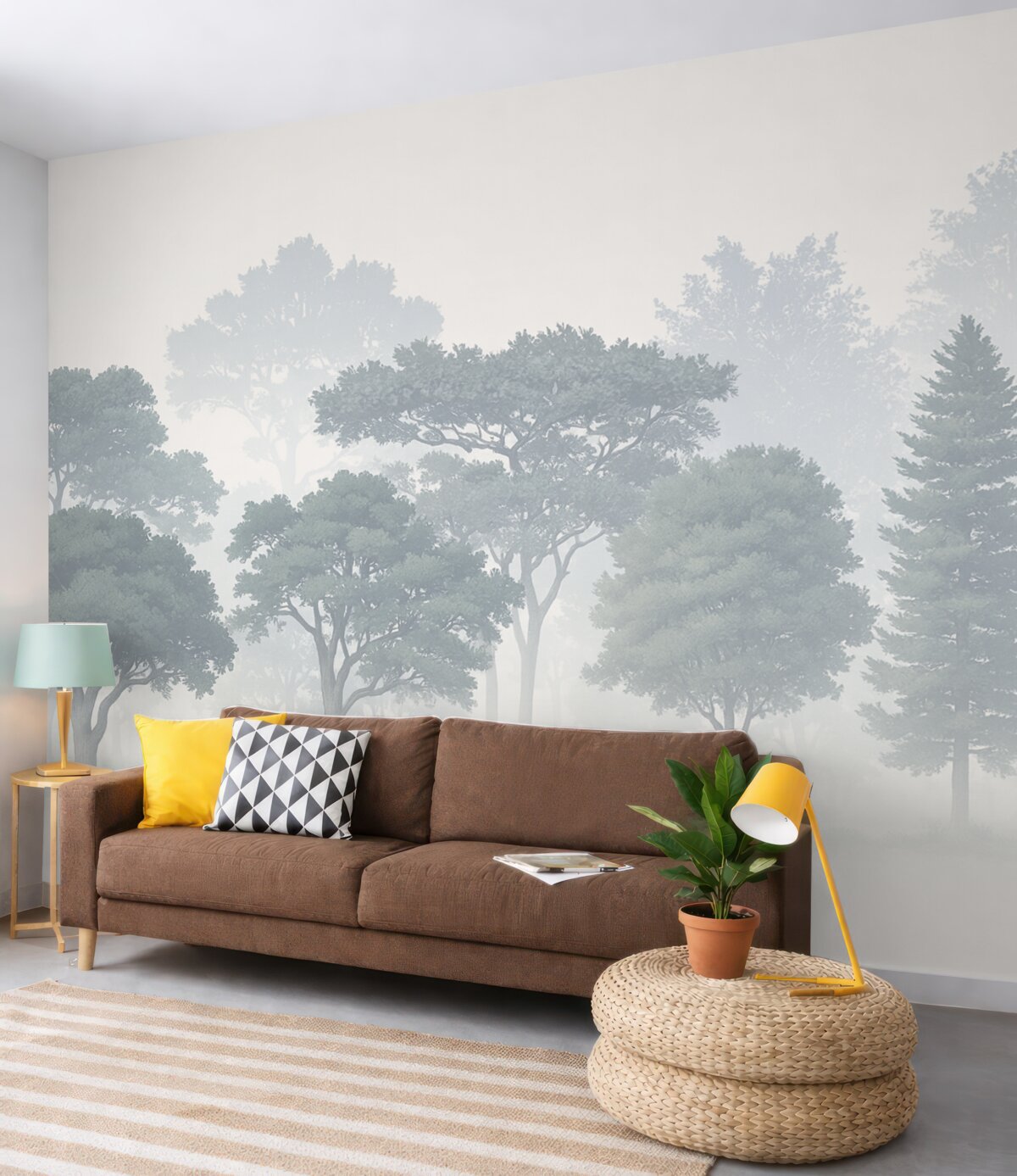 Fototapeta Sylwetki drzew w mgle.