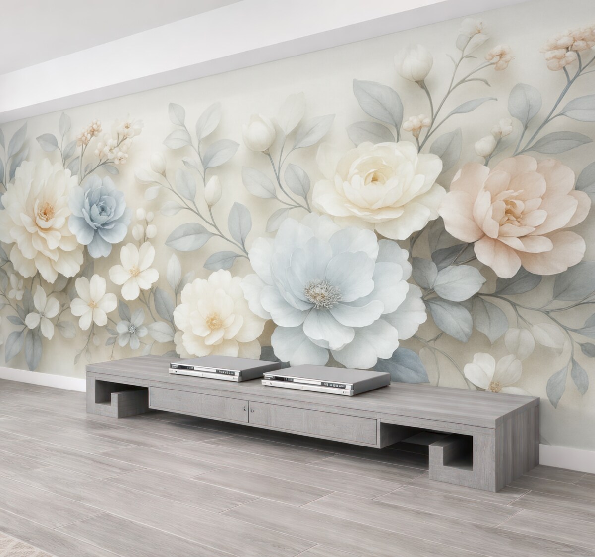 Fototapeta Lekkie, eteryczne kwiaty z efektem pełni w stylu malarstwa olejnego.