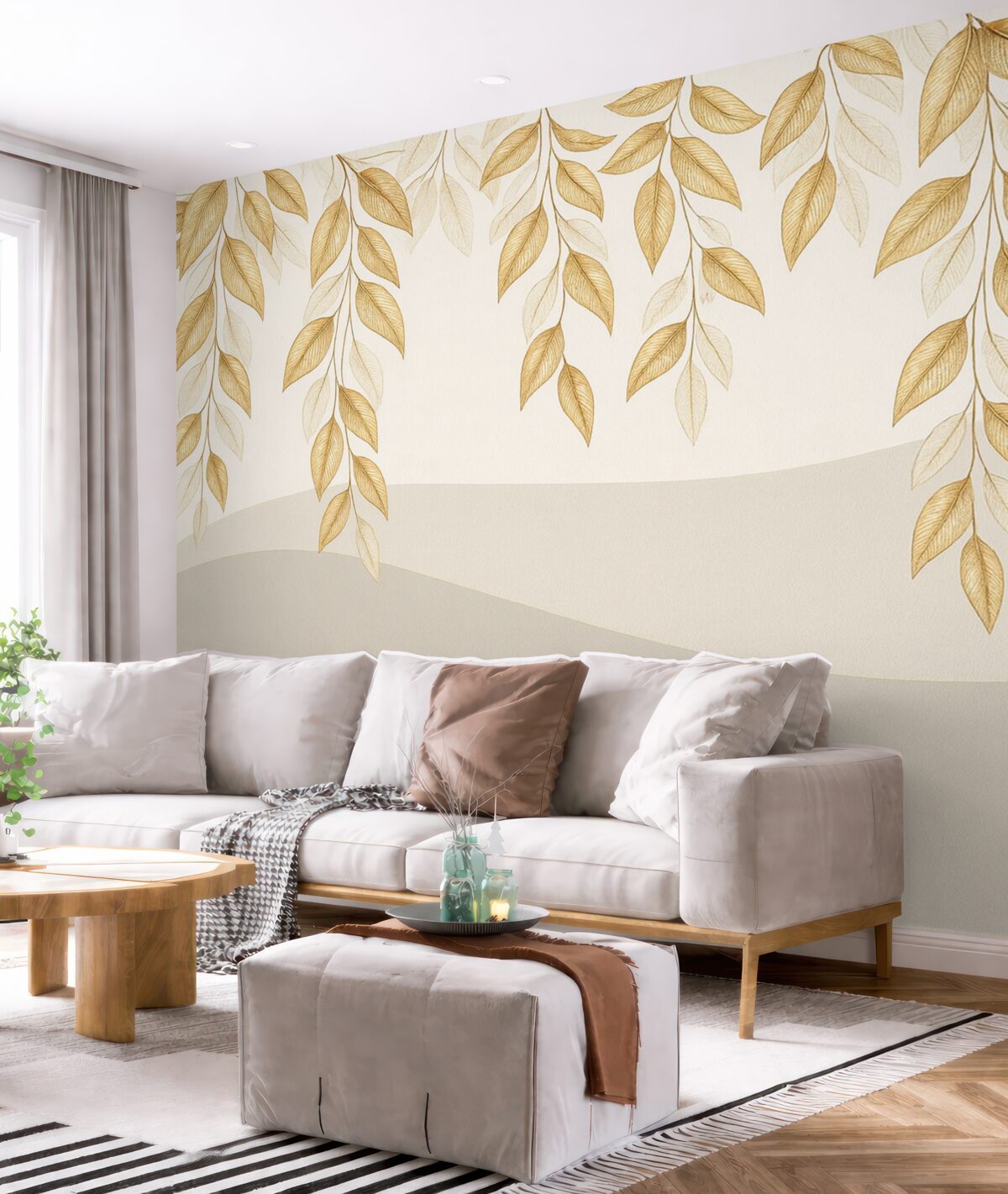 Fototapeta minimalistyczne konary u góry w kolorach beżowych