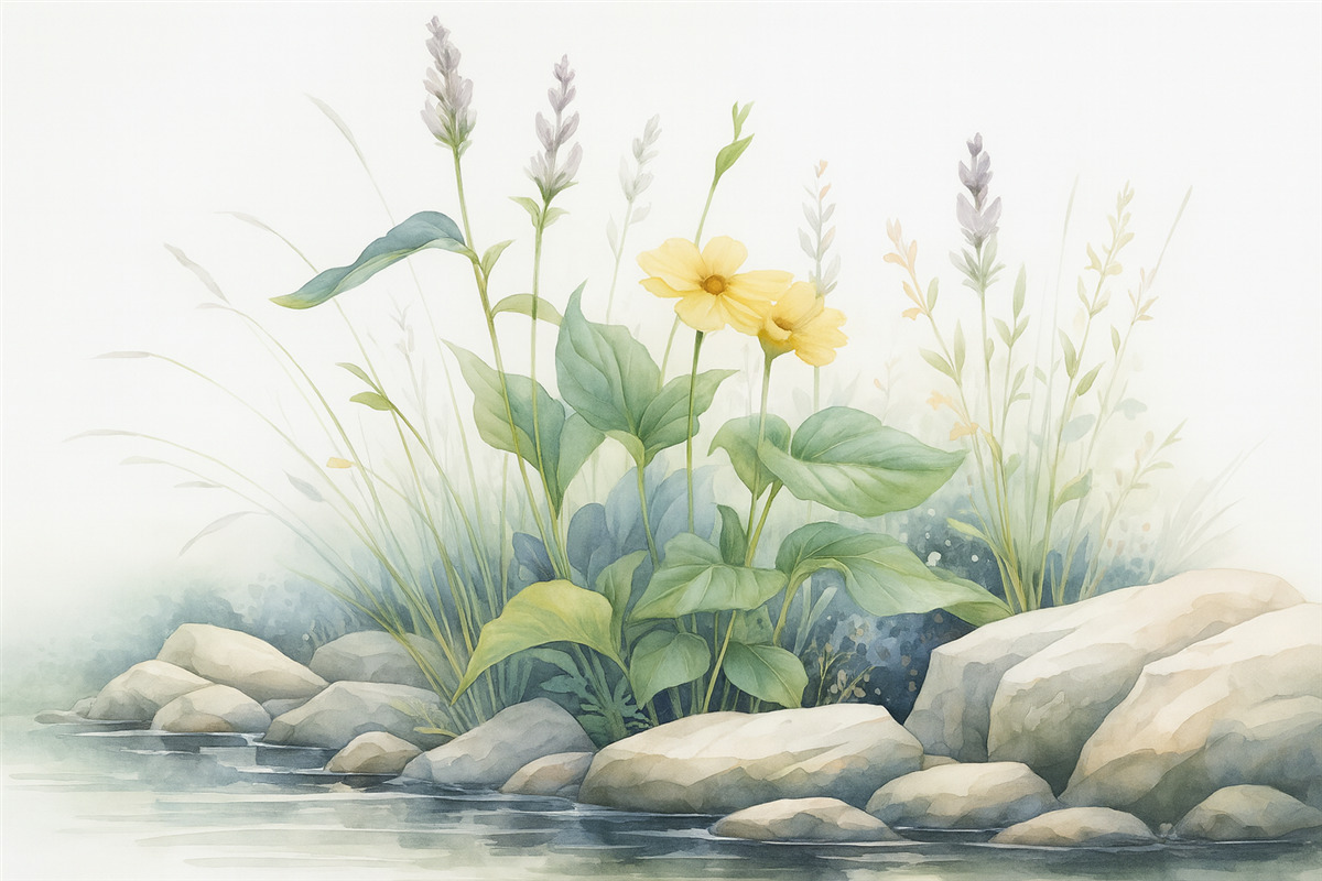 Fototapeta Roślinność przypominająca akwarelę.