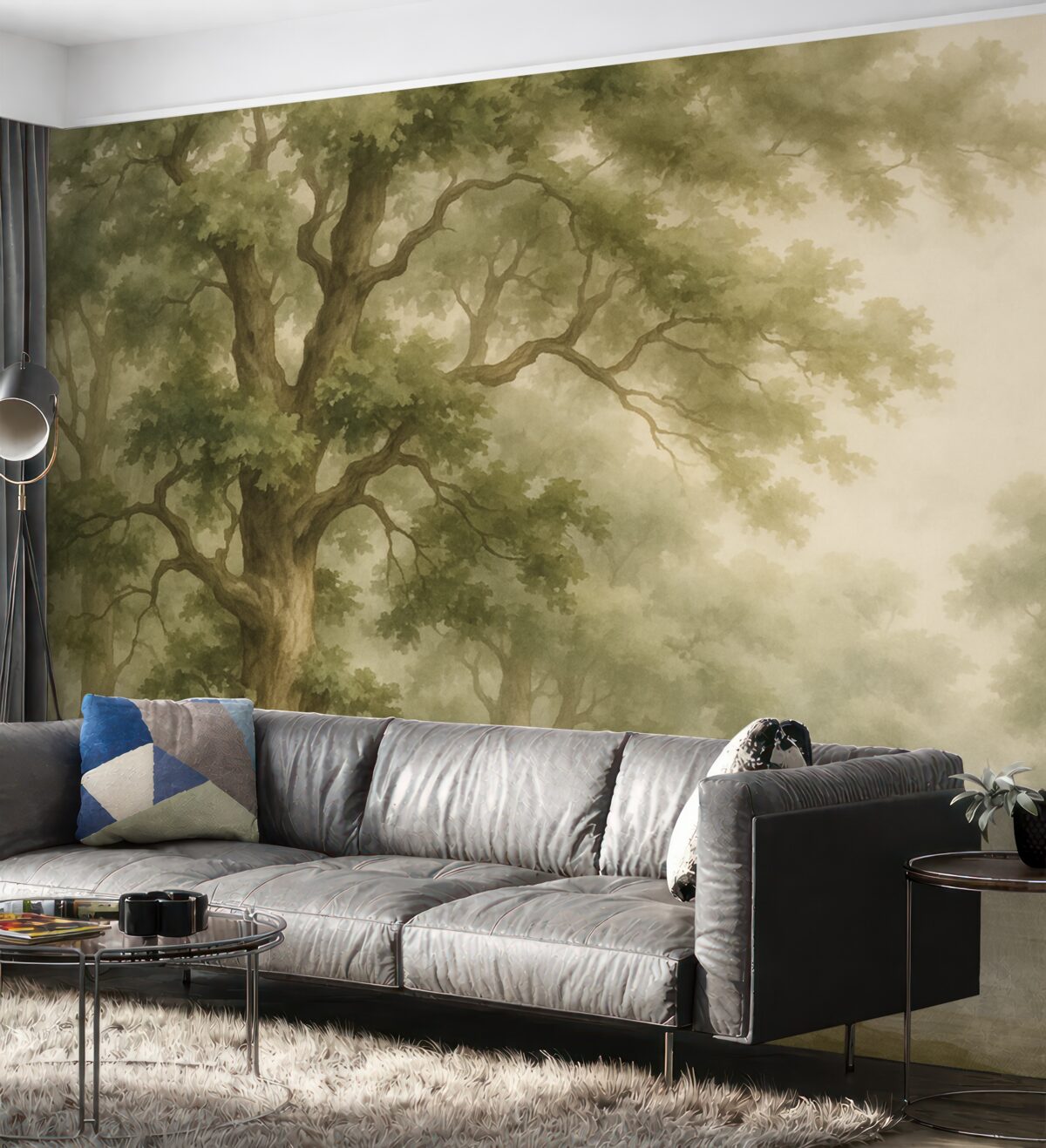 Fototapeta Gaj dębowy przypomina rozmytą akwarelę.