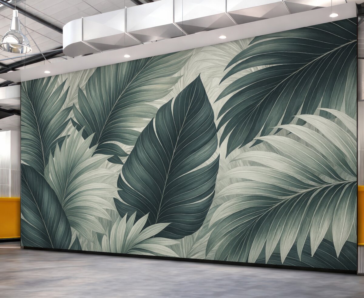 Fototapeta Liście palmowe z naśladującą teksturę.