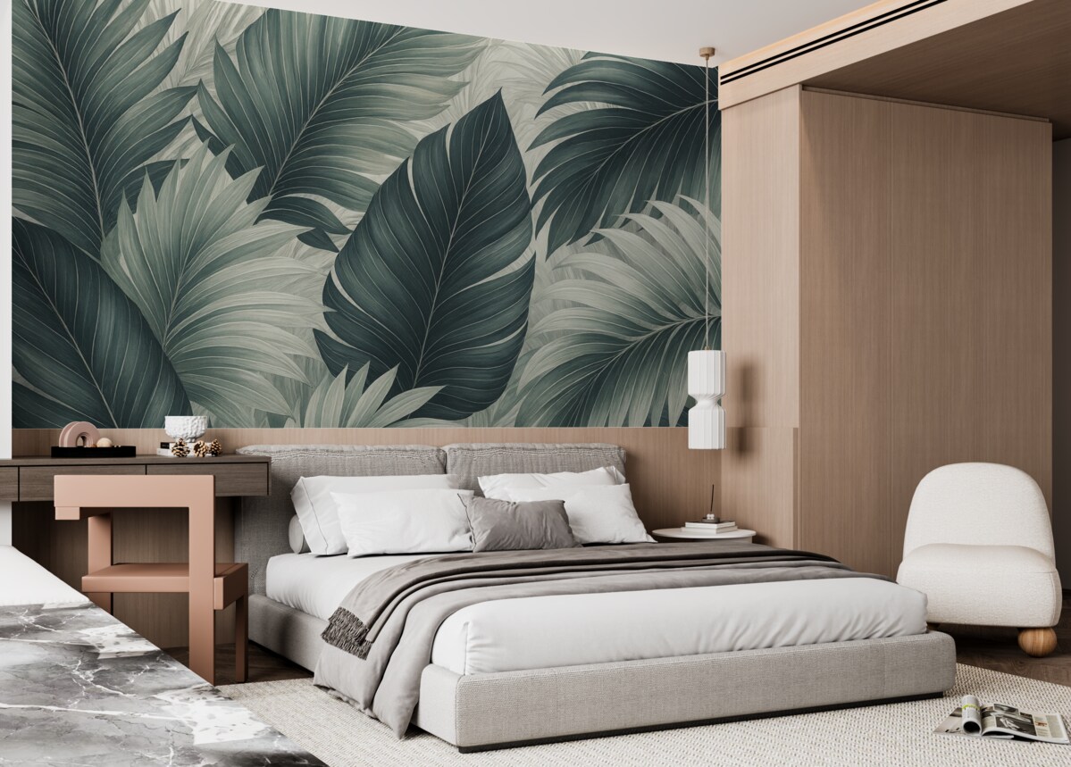 Fototapeta Liście palmowe z naśladującą teksturę.