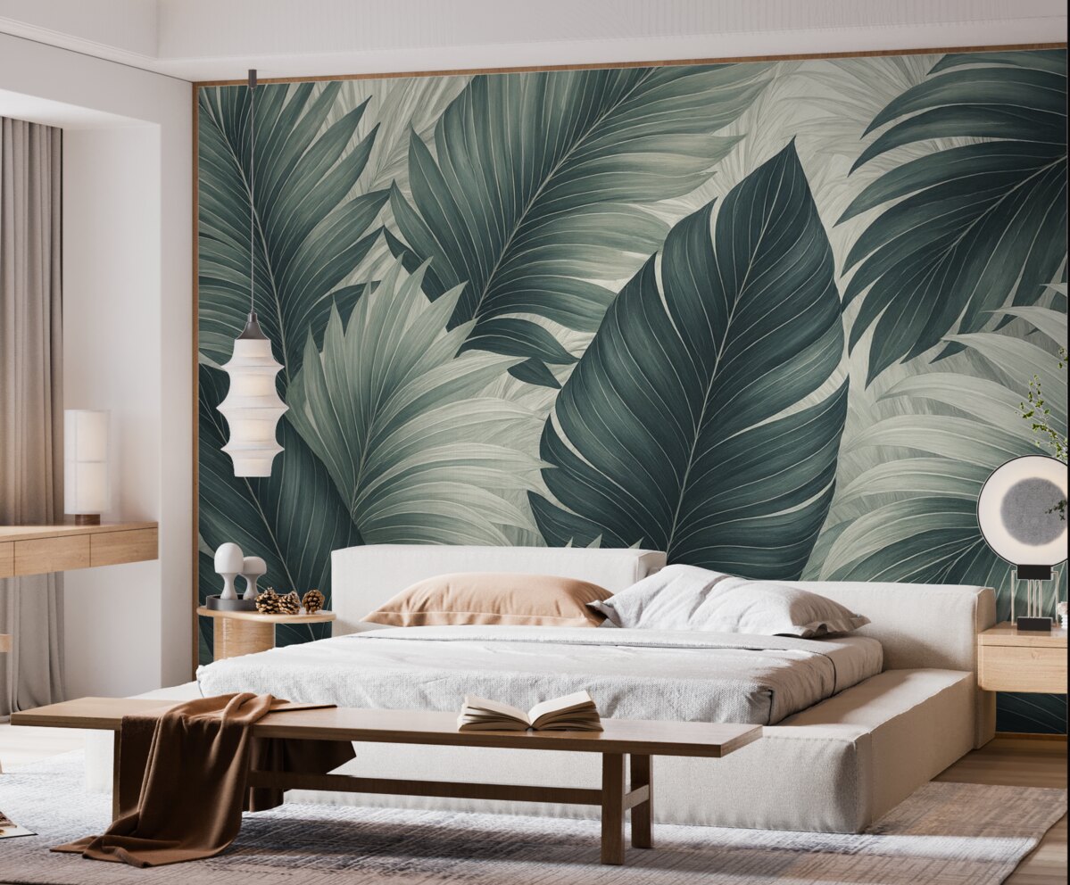 Fototapeta Liście palmowe z naśladującą teksturę.