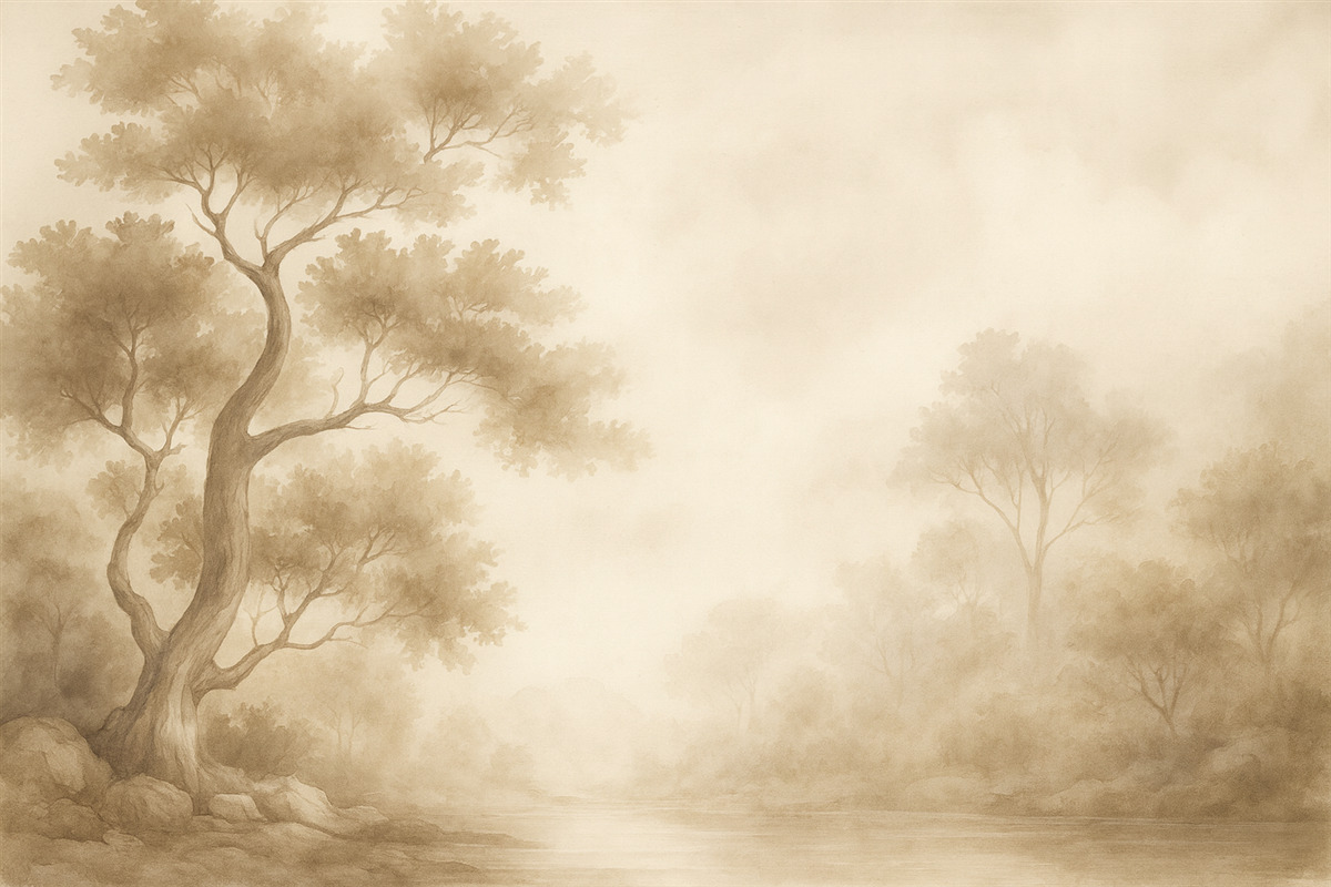 Fototapeta Drzewo naśladujące rozmytą farbę wodną.