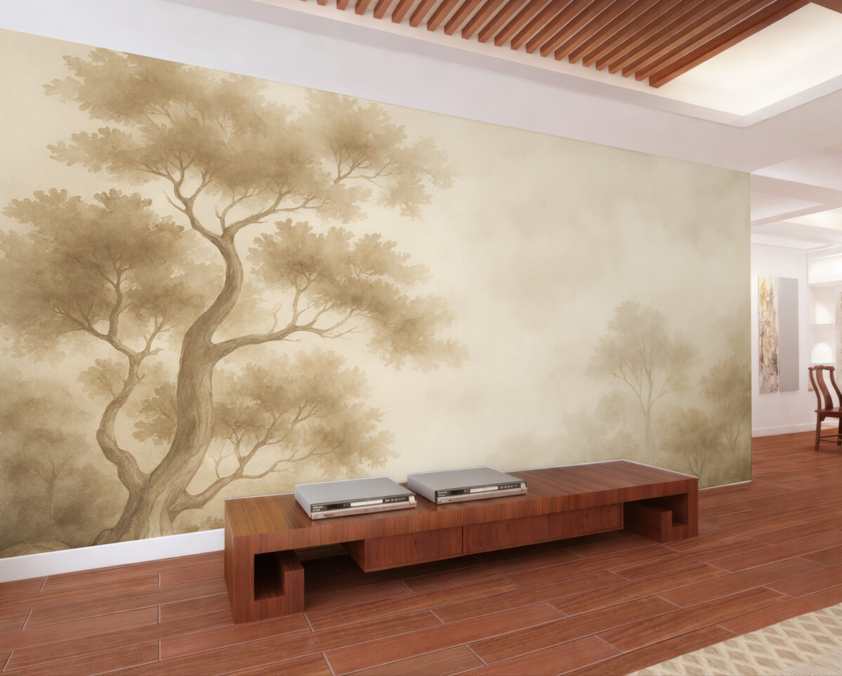 Fototapeta Drzewo naśladujące rozmytą farbę wodną.