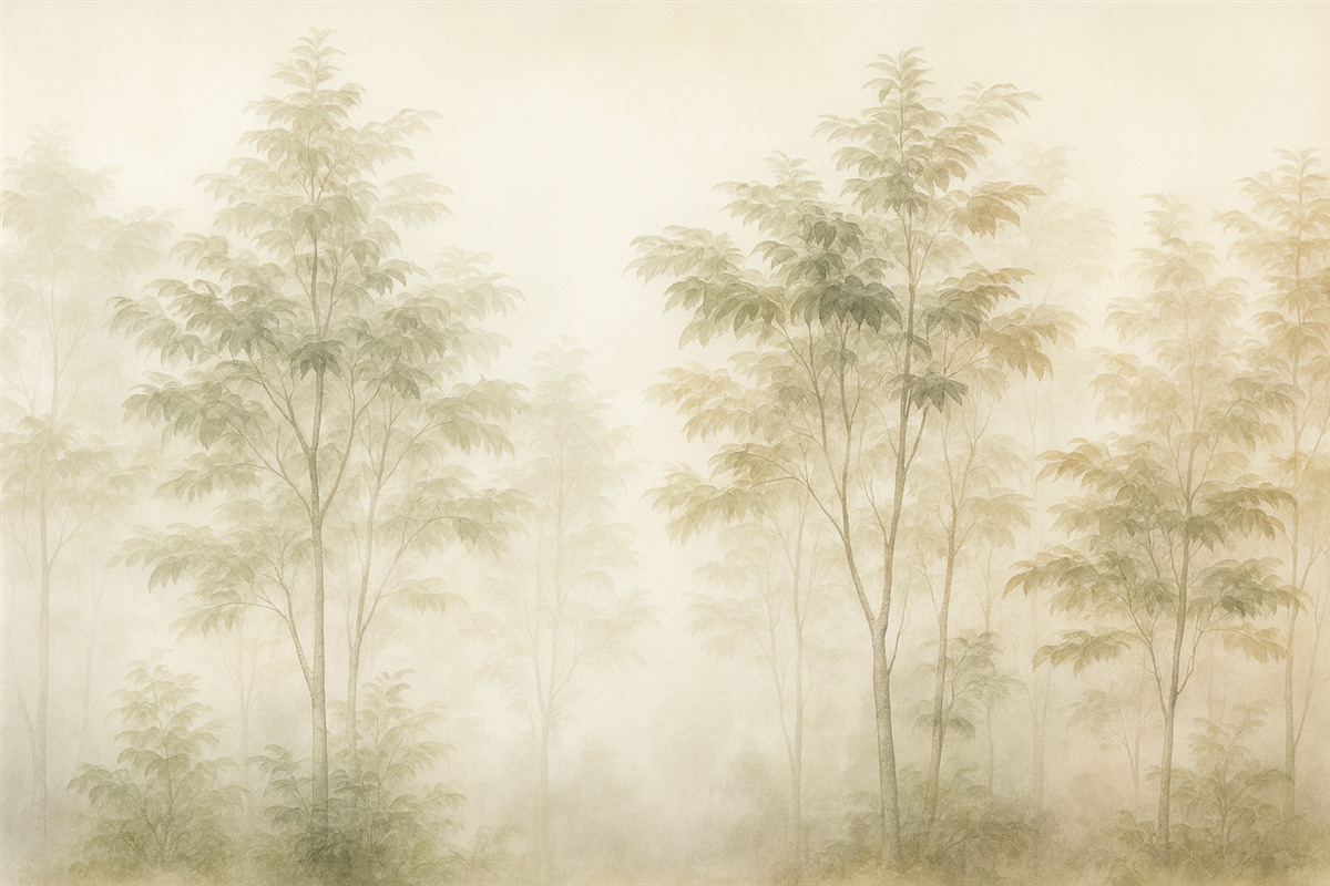 Fototapeta Drzewa w stylu akwareli, ciepłe barwy.