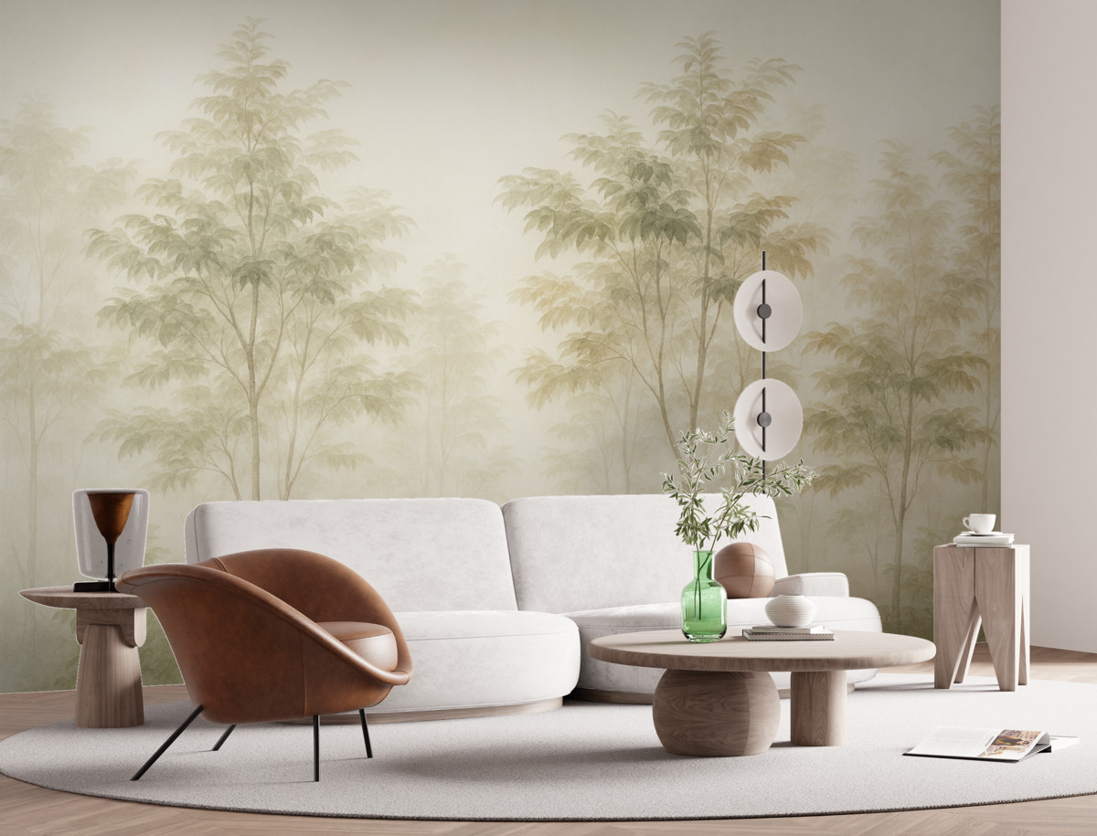 Fototapeta Drzewa w stylu akwareli, ciepłe barwy.