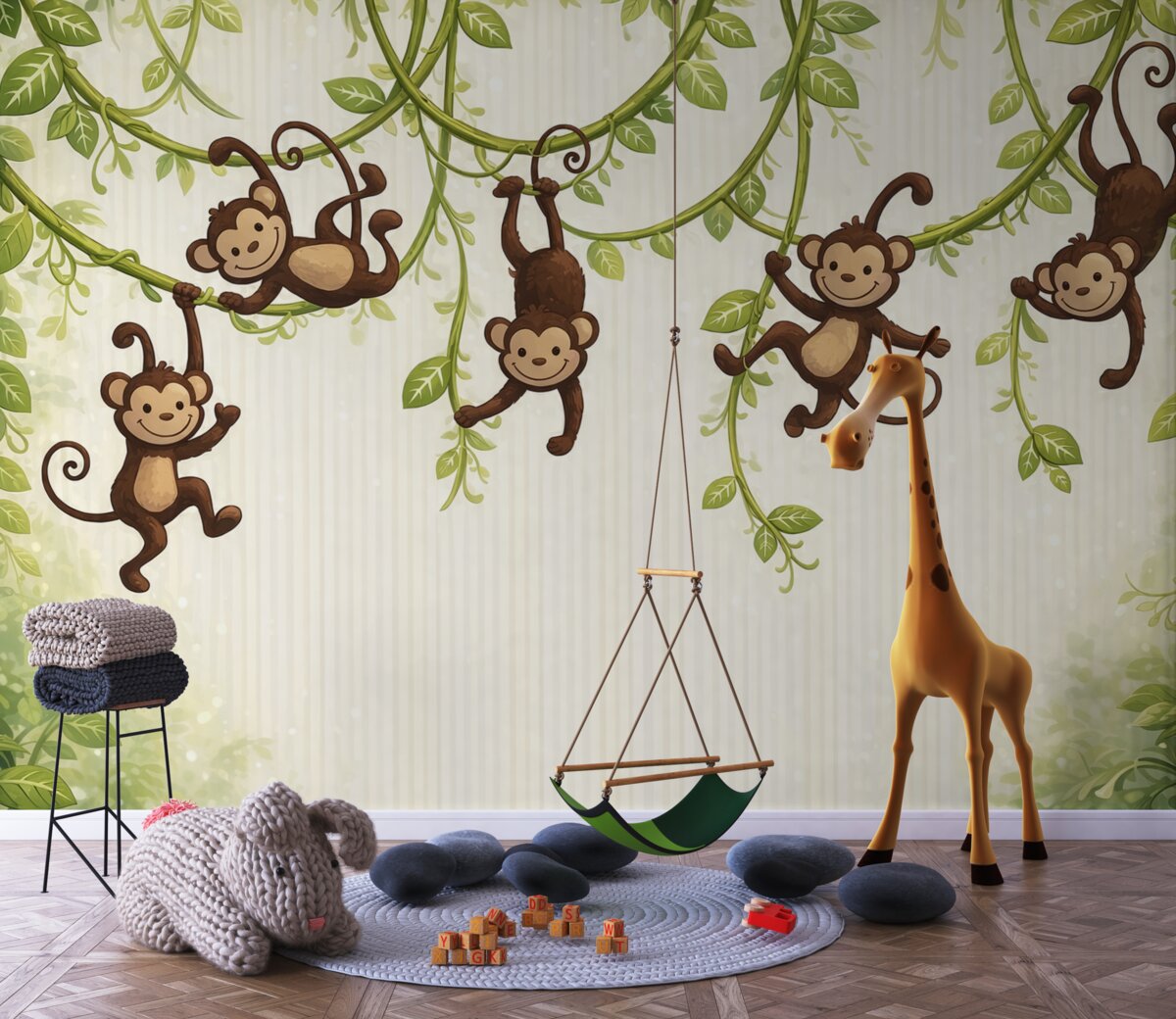 Fototapeta Małpy na pnączu winorośli.