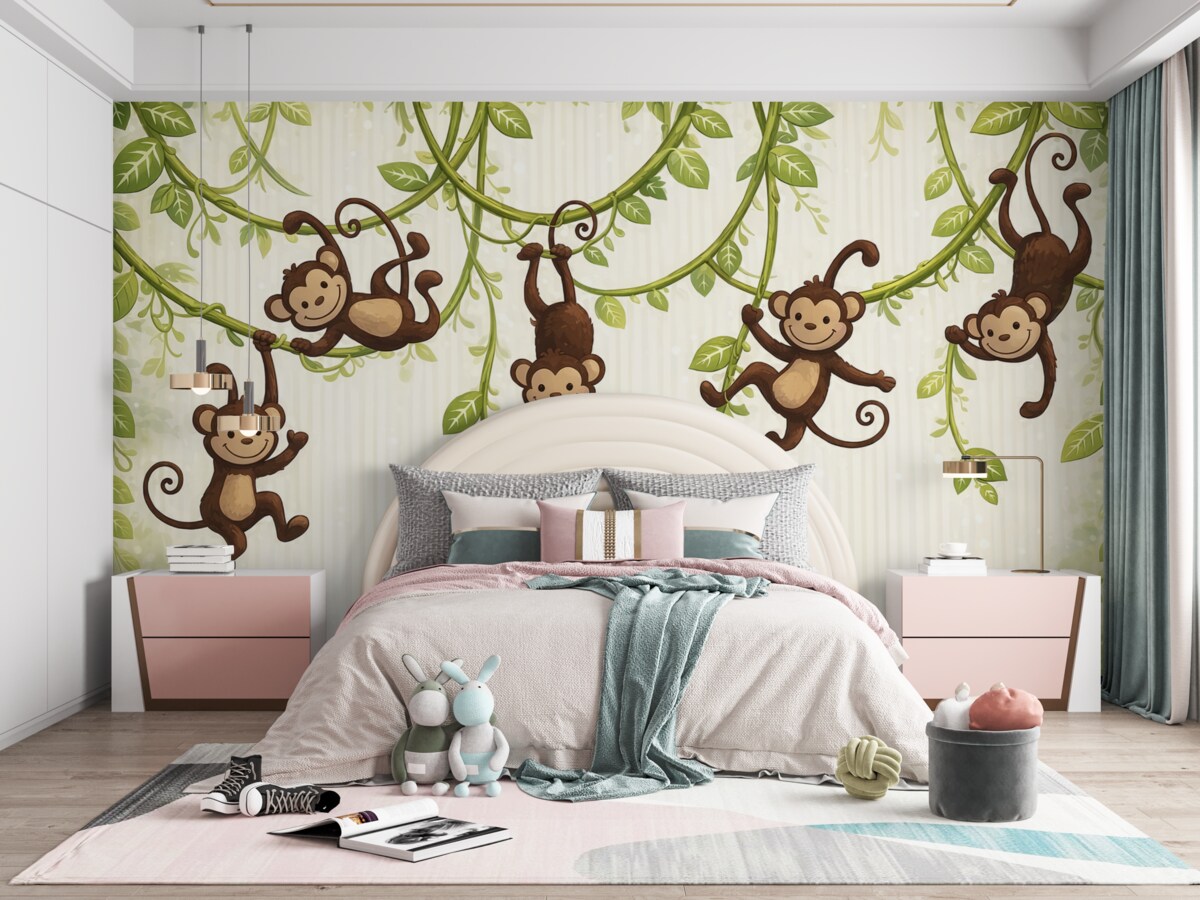 Fototapeta Małpy na pnączu winorośli.