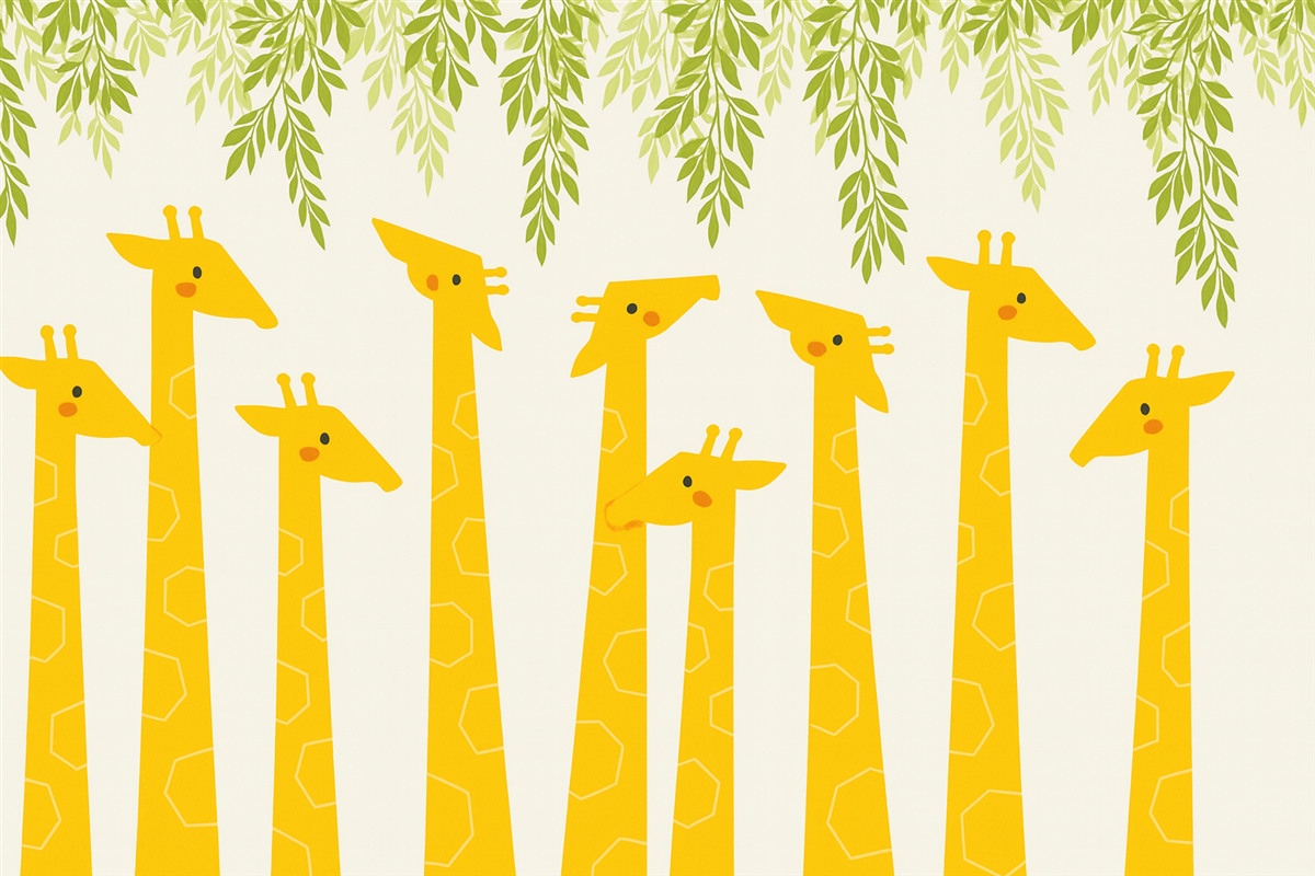 Fototapeta Żyrafy i liście