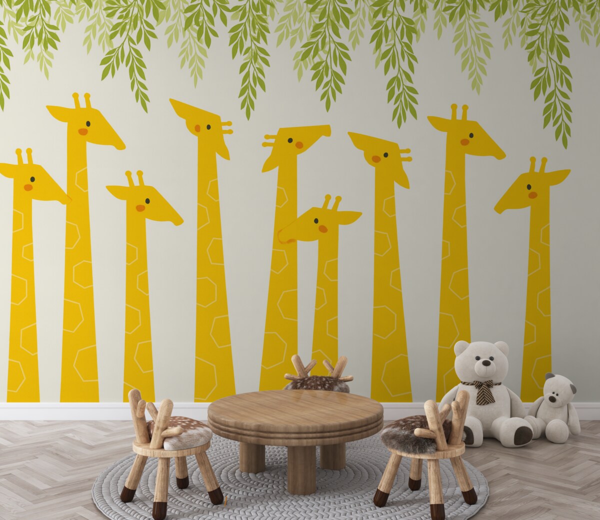 Fototapeta Żyrafy i liście