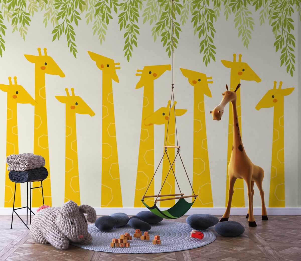 Fototapeta Żyrafy i liście