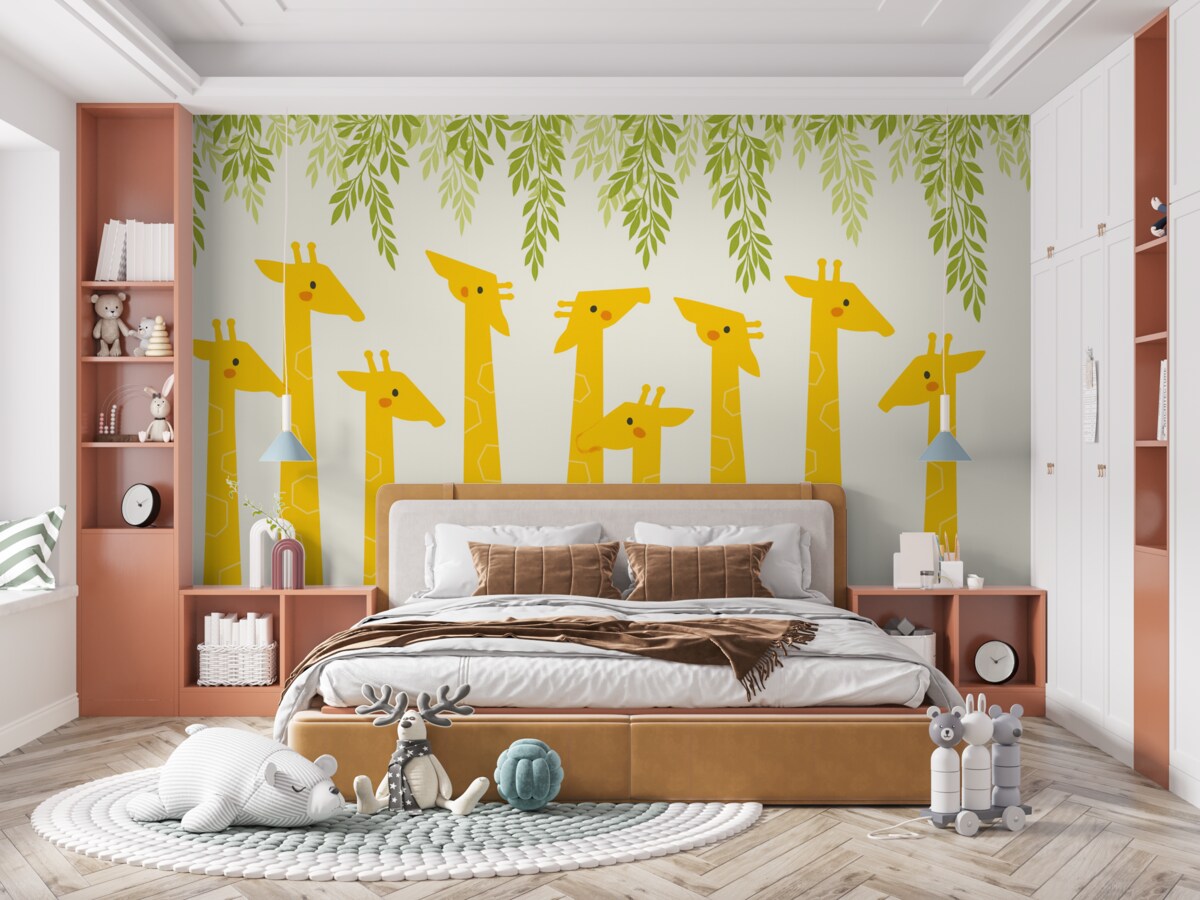 Fototapeta Żyrafy i liście