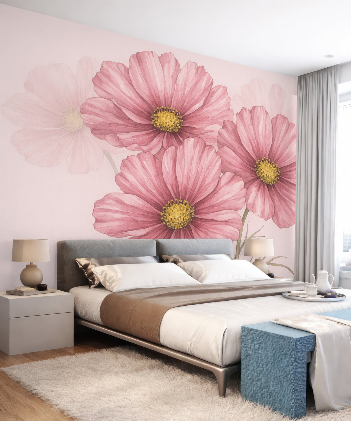 Fototapeta Wielkie różowe kwiaty.