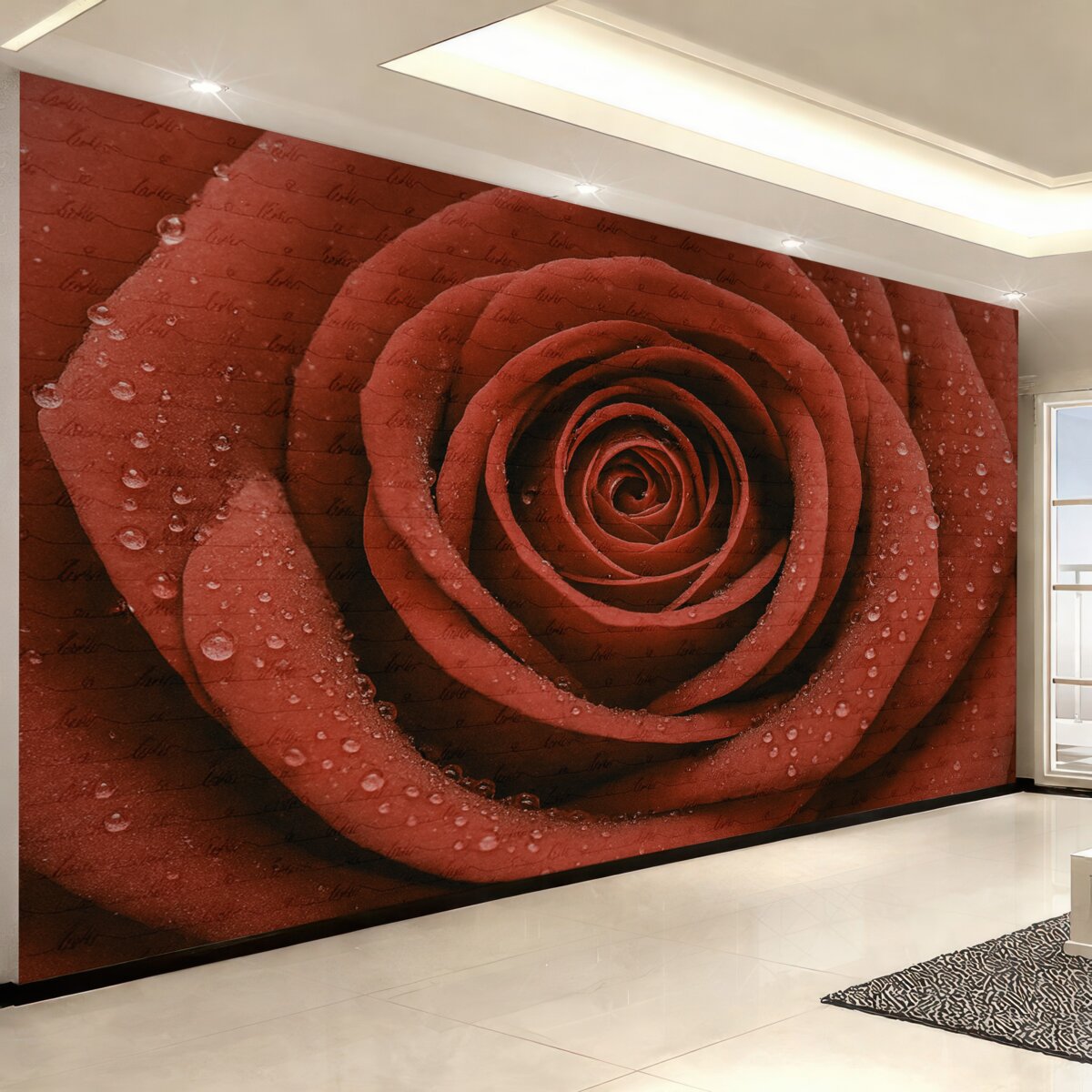 Fototapeta Róża oraz napis Miłość.