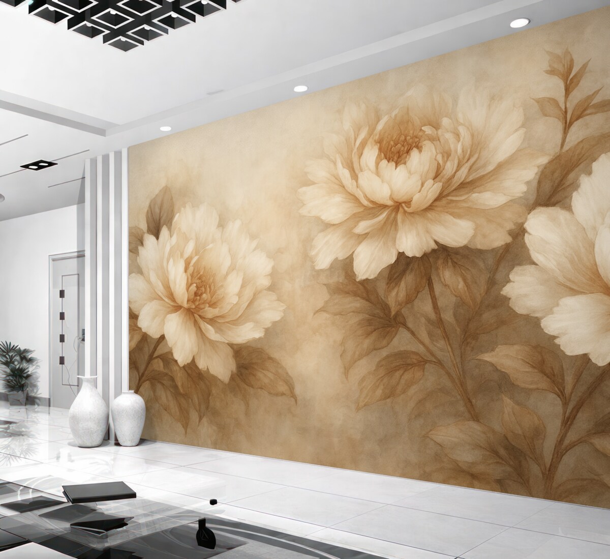 Fototapeta Aranżacja kwiatowa w stylu retro.