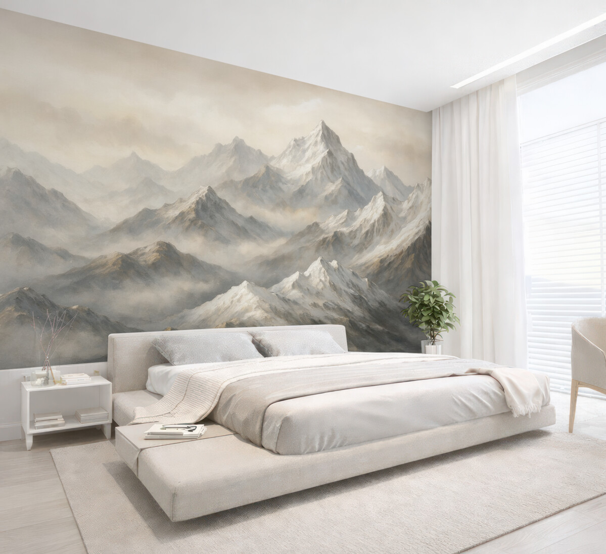 Fototapeta Zamglone szczyty górskie.