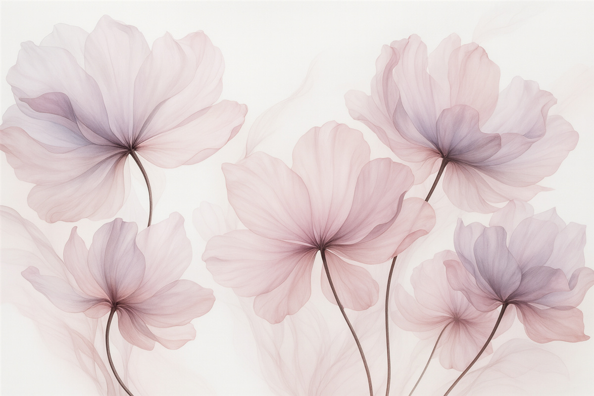 Fototapeta Kwitnące rośliny w subtelnych tonacjach różu.