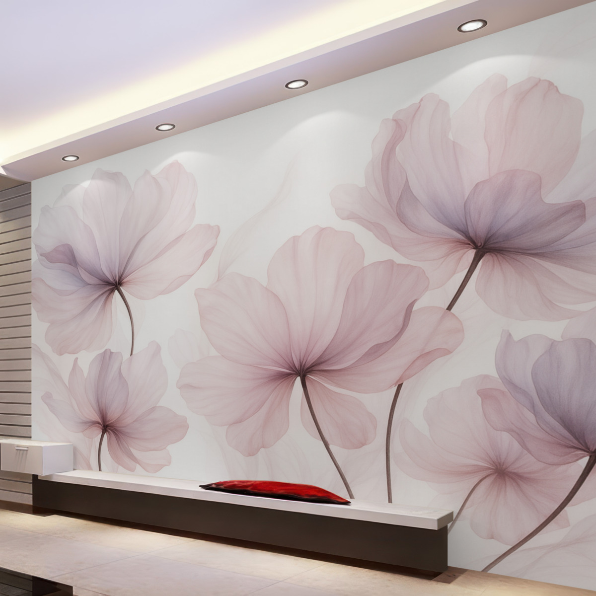 Fototapeta Kwitnące rośliny w subtelnych tonacjach różu.