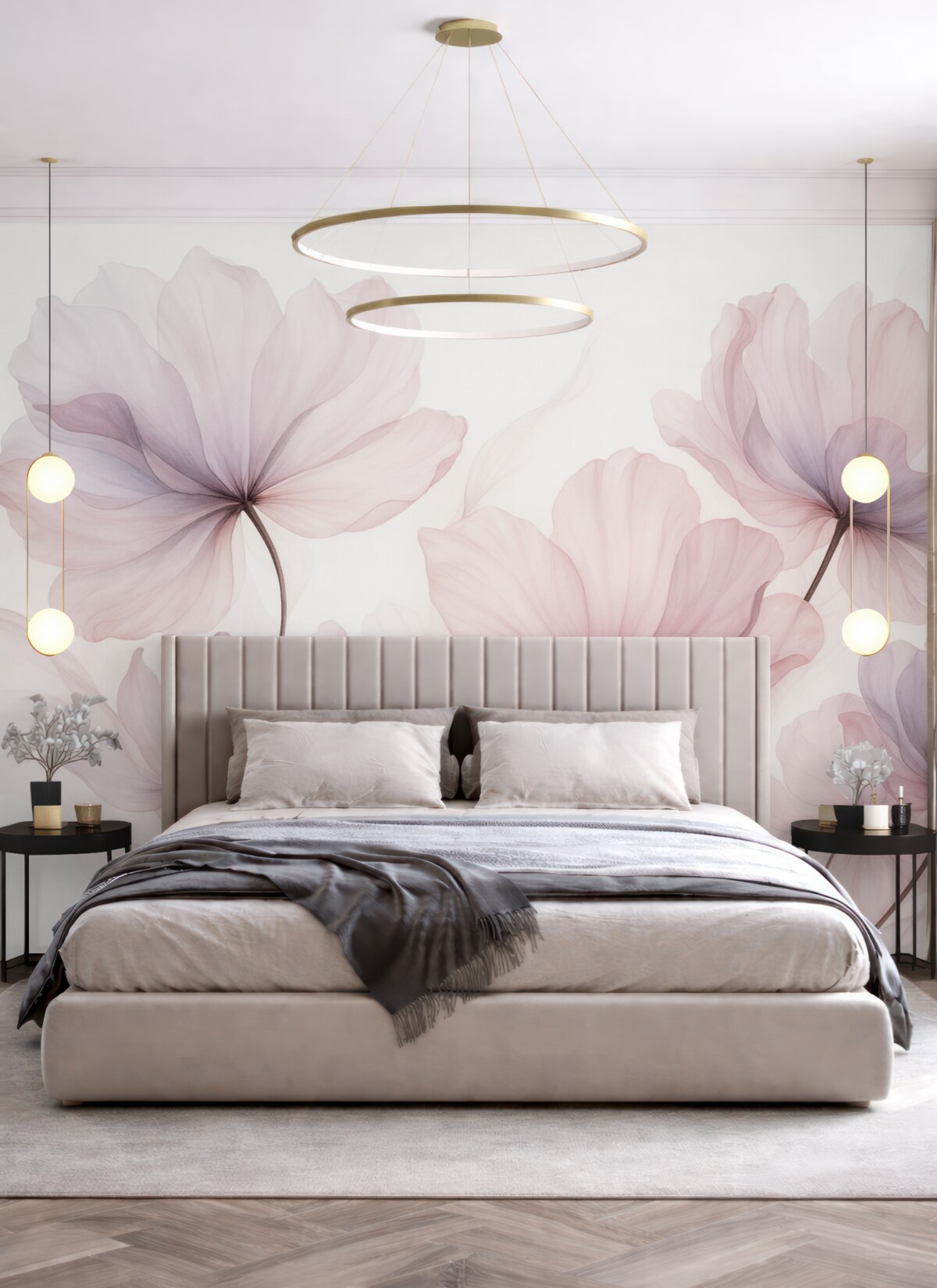 Fototapeta Kwitnące rośliny w subtelnych tonacjach różu.