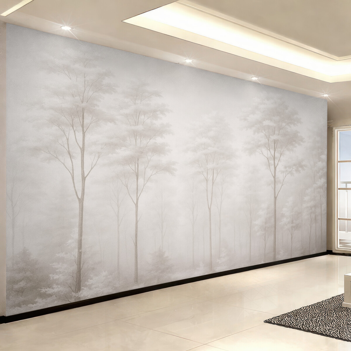 Fototapeta Stylowy las w subtelnych, jasnych, pastelowych odcieniach.