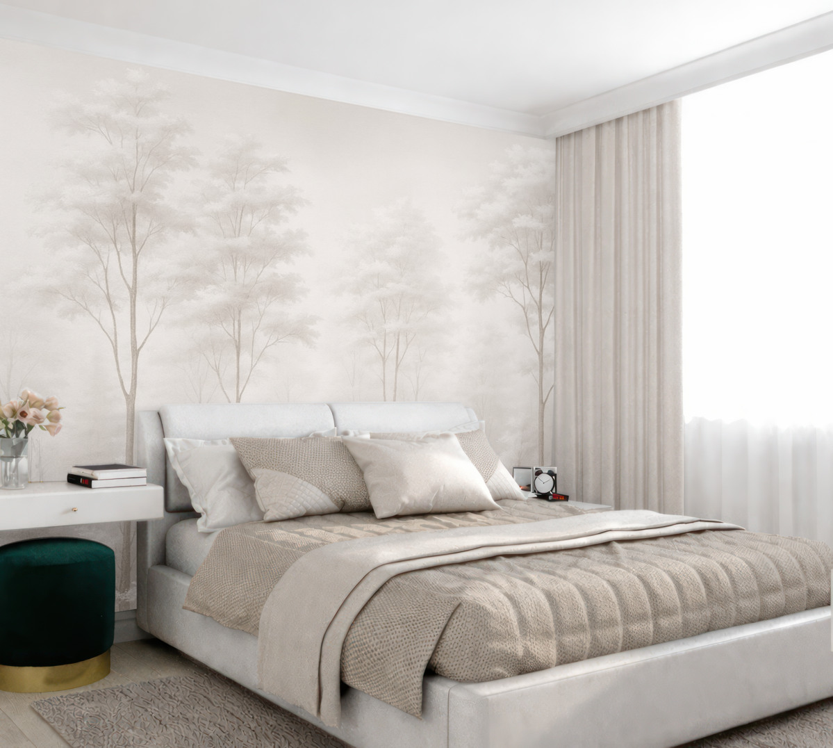 Fototapeta Stylowy las w subtelnych, jasnych, pastelowych odcieniach.